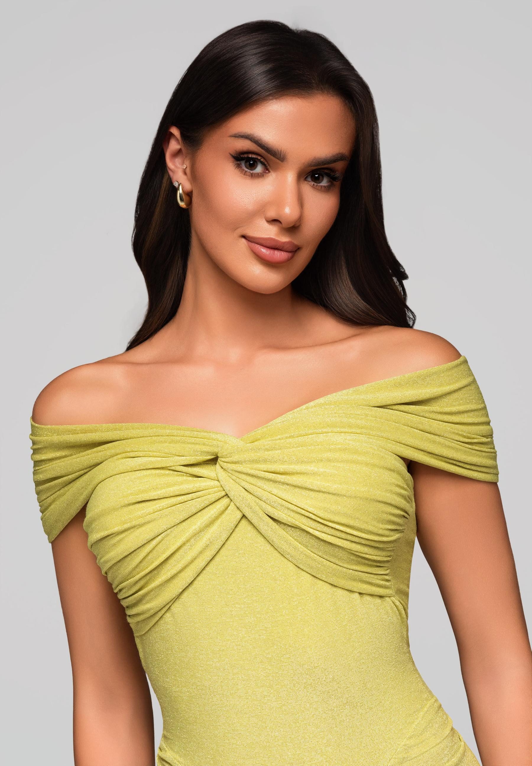 OMBRE Abendkleid Elegantes Off-Shoulder-Abendkleid mit Raffung günstig online kaufen