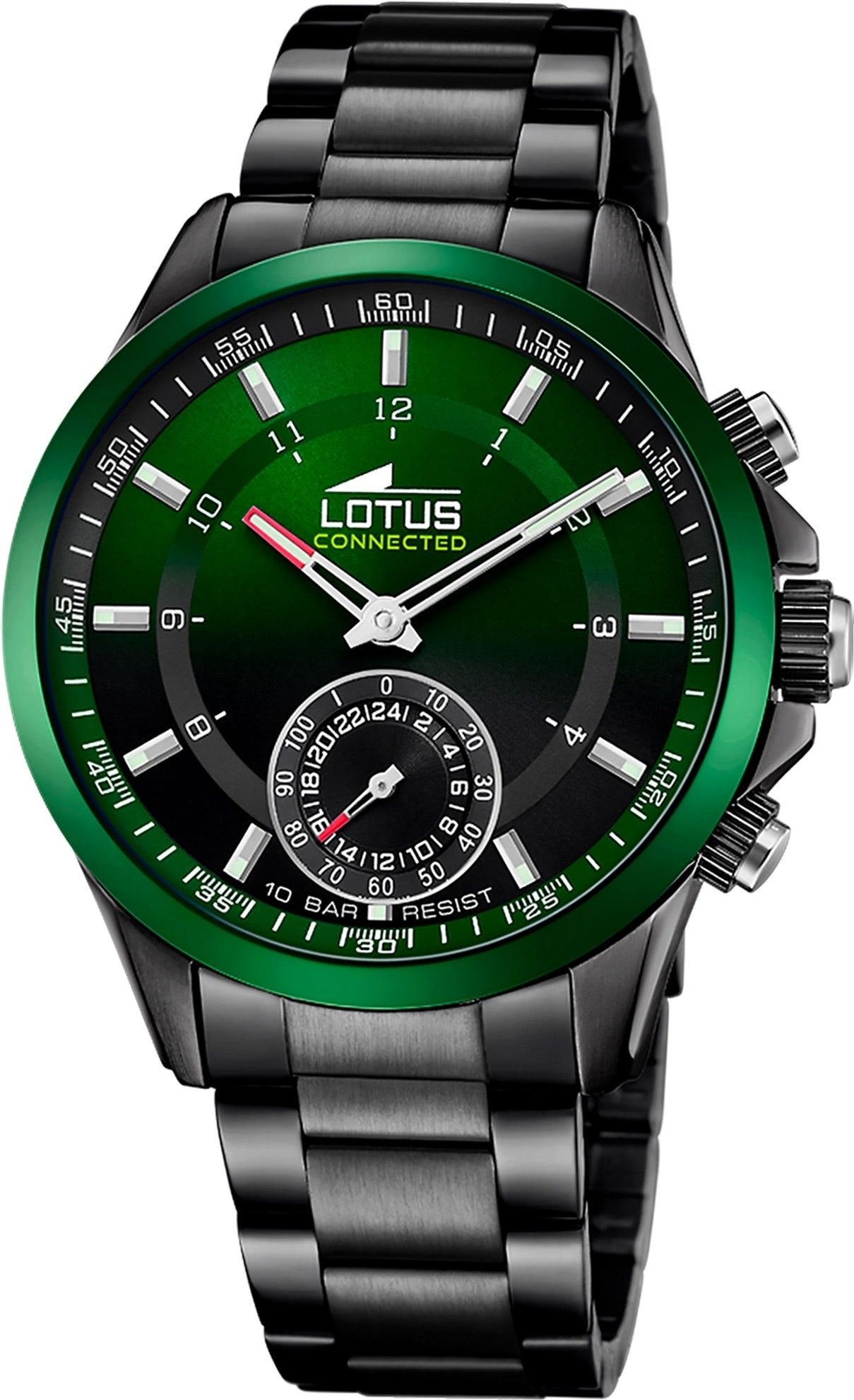 Lotus Chronograph Lotus Herrenuhr Edelstahl schwarz Lotus, (Chronograph), Herren Armbanduhr rund, groß (ca. 43mm), Edelstahl