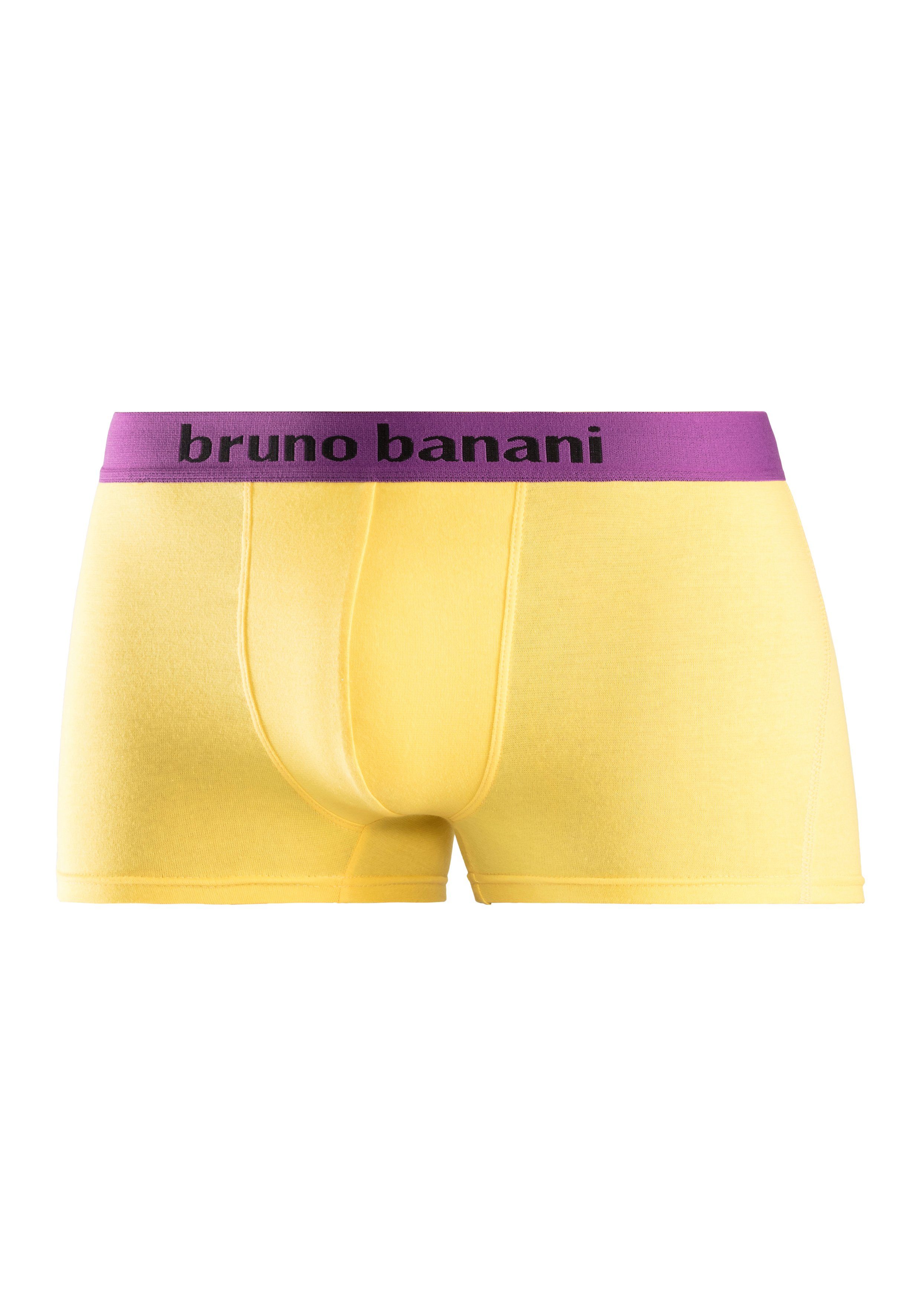 (Packung, 4-St) Marken-Schriftzug Banani farbigen Bruno Bündchen royalblau, Boxer gelb, türkis, navy am mit