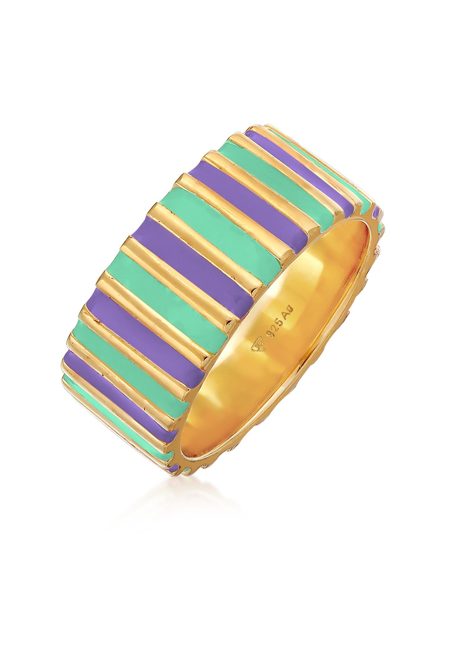 Elli Fingerring Bandring Relief Rillen Emaille günstig online kaufen