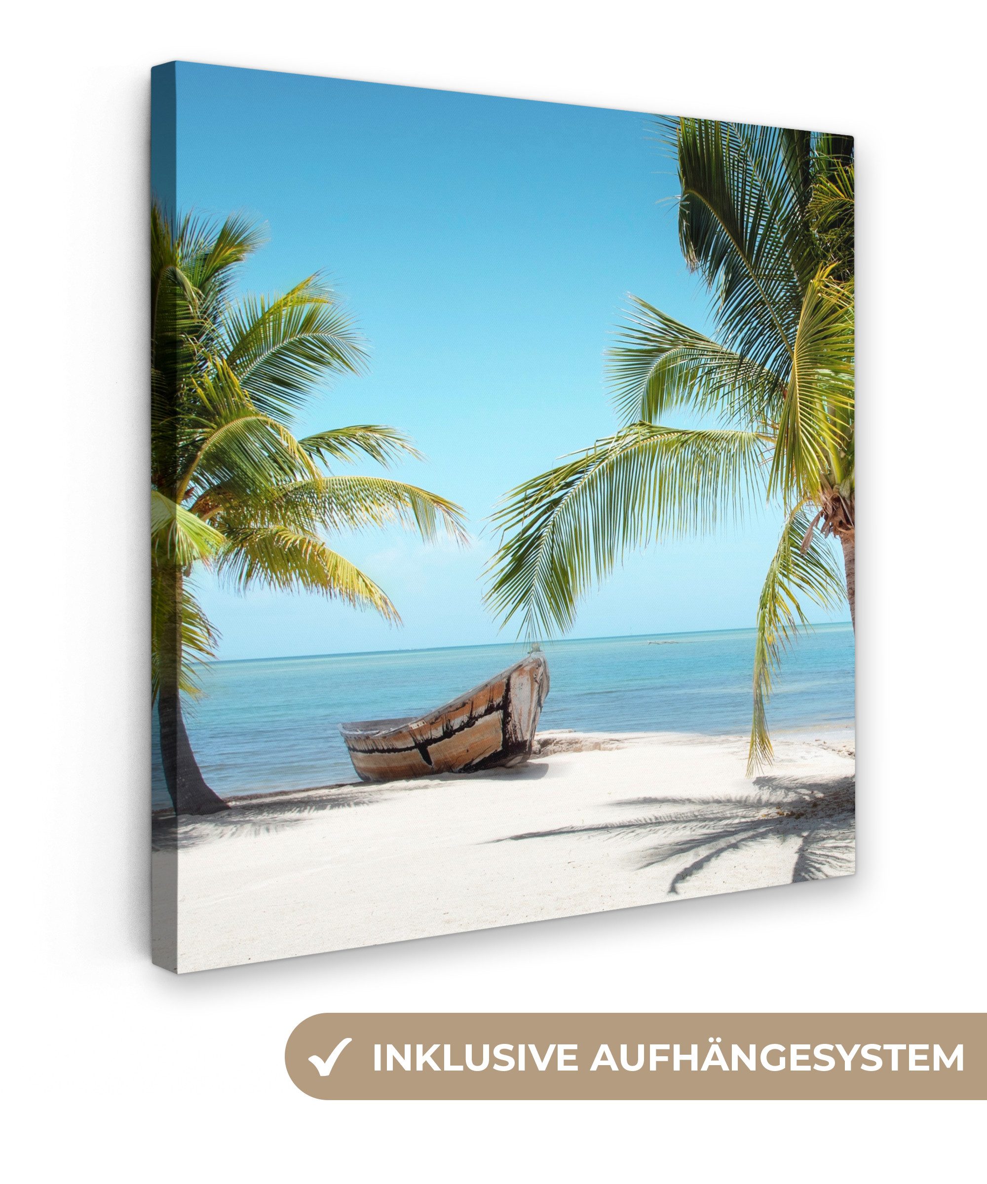 OneMillionCanvasses® Leinwandbild Palme - Boot - Strand, Fotodruck (1 St), günstig online kaufen