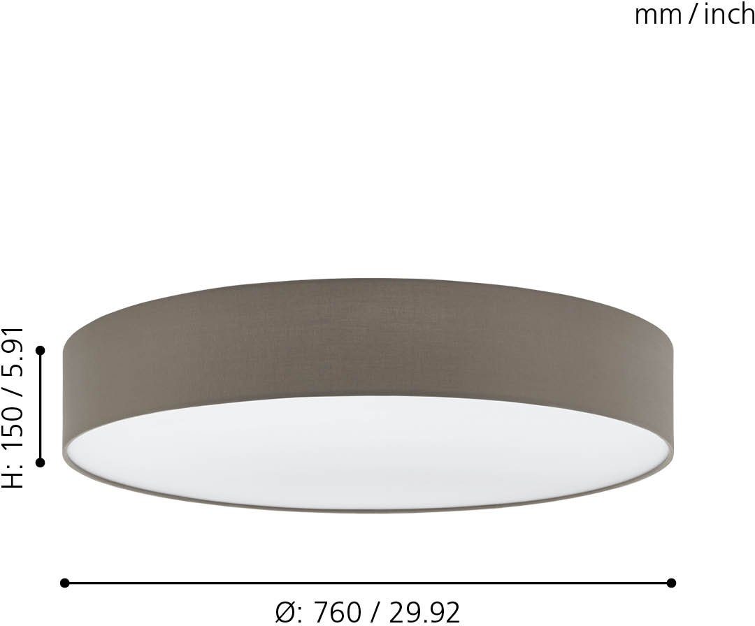 EGLO Deckenleuchte PASTERI Deckenlampe, Stahl und Textil, E27, IP20, Wohnzimmerlampe, ohne Leuchtmittel, Leuchtmittel wechselbar, Deckenleuchte aus Stoff - Schlafzimmerlampe, Flurlampe
