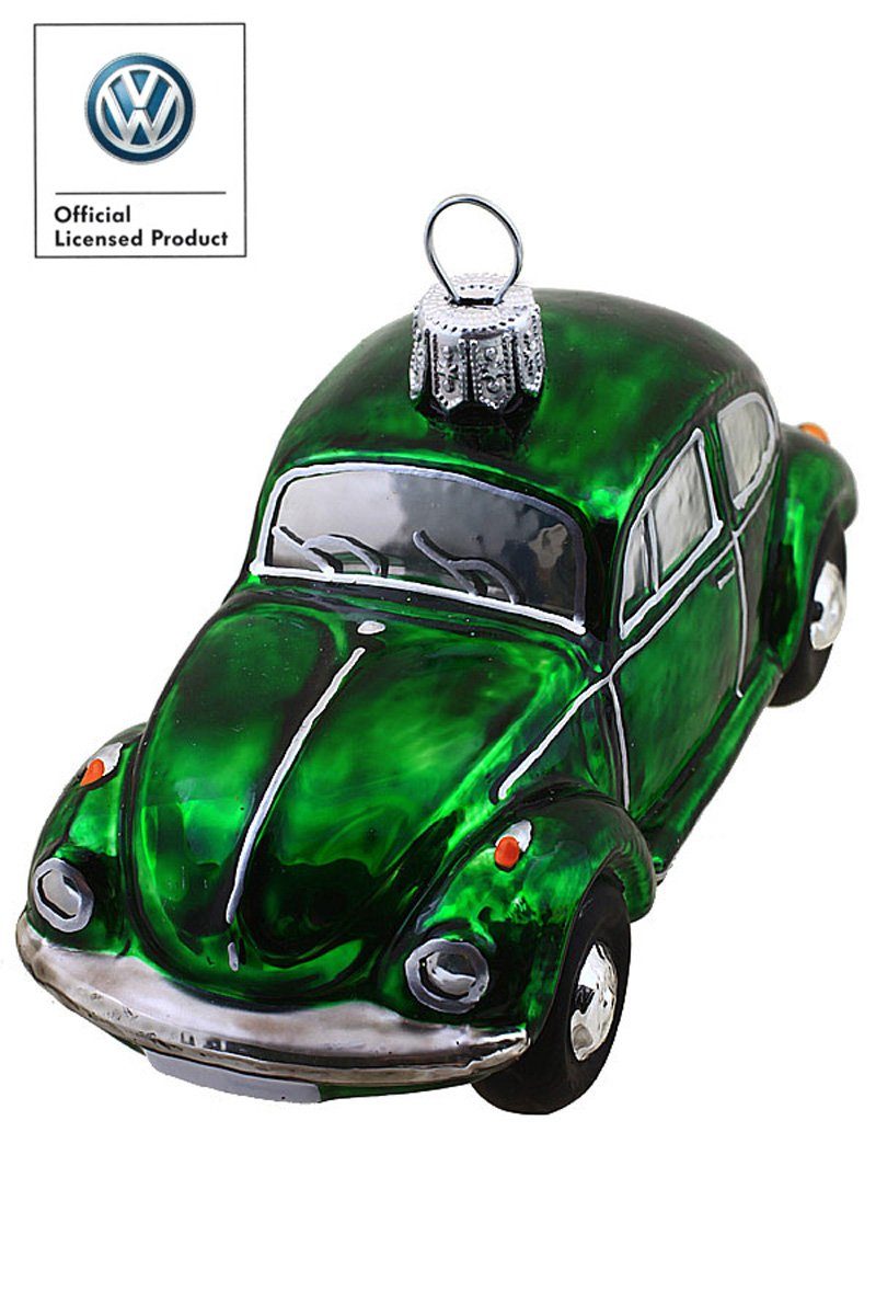 Hamburger Weihnachtskontor Christbaumschmuck VW Käfer handdekoriert Official Dekohänger Licensed grün mundgeblasen - - Produkt