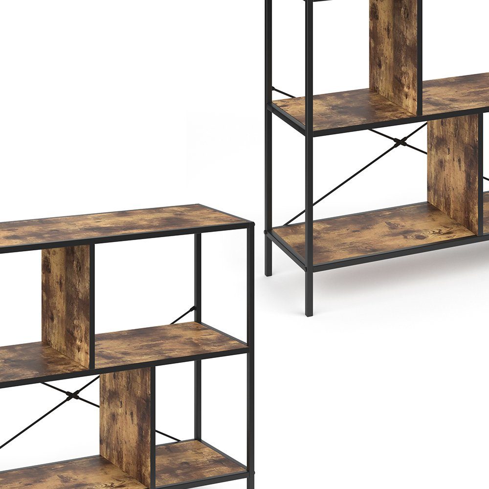 Vicco Raumteilerregal Fyrk, Eiche rustikal/Schwarz, 80 x 79 cm