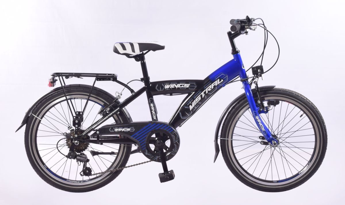 Zoll T&Y Bike Fahrrad Shimano Blau, Jungen STVO Shimano, Mistral 26 Cityrad City Licht, Kettenschaltung, Rad 6 Gang Seitenständer Kinderfahrrad Trade 6 Gepäckträger, Gang, Kinder