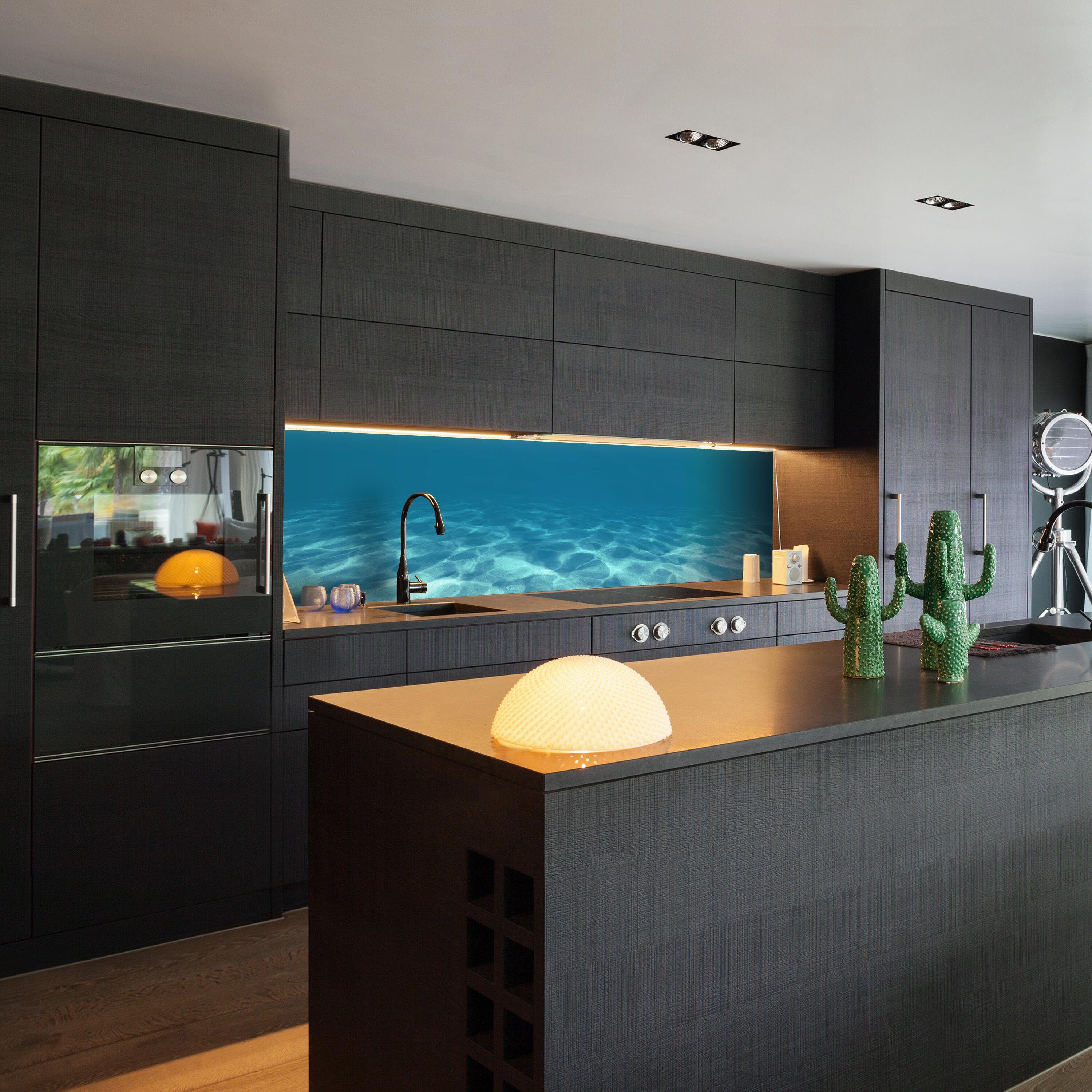 wandmotiv24 Küchenrückwand Größen unter in (1-tlg), Hartschaum Hellblau Wasser, versch. Premium Nischenrückwand