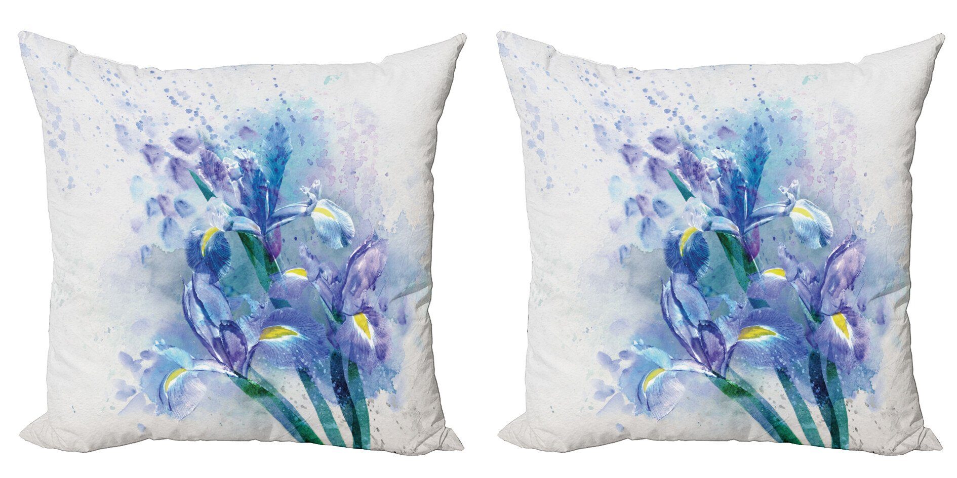 Kissenbezüge Modern Accent Doppelseitiger Digitaldruck, Abakuhaus (2 Stück), Blumen Iris Frische Farben