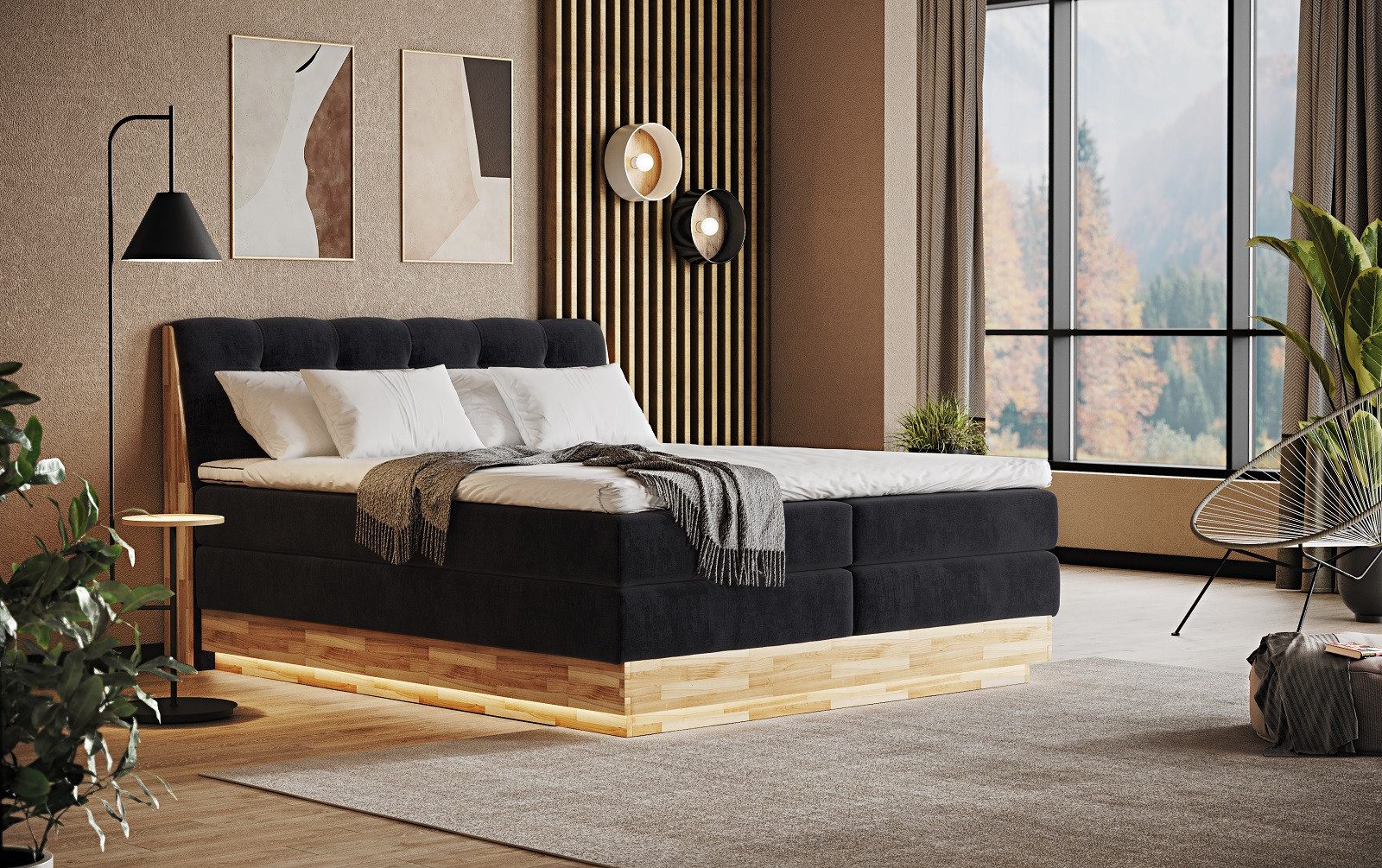 COTTA Boxspringbett Melissa - mit LED, Bettkästen, Kaltschaum-Topper & H2/H3 Matratzen (Bett inklusive Matratze, Topper und Bettkasten), mit LED, Kaltschaum-Topper, Bettkasten & H2/H3-Matratzen