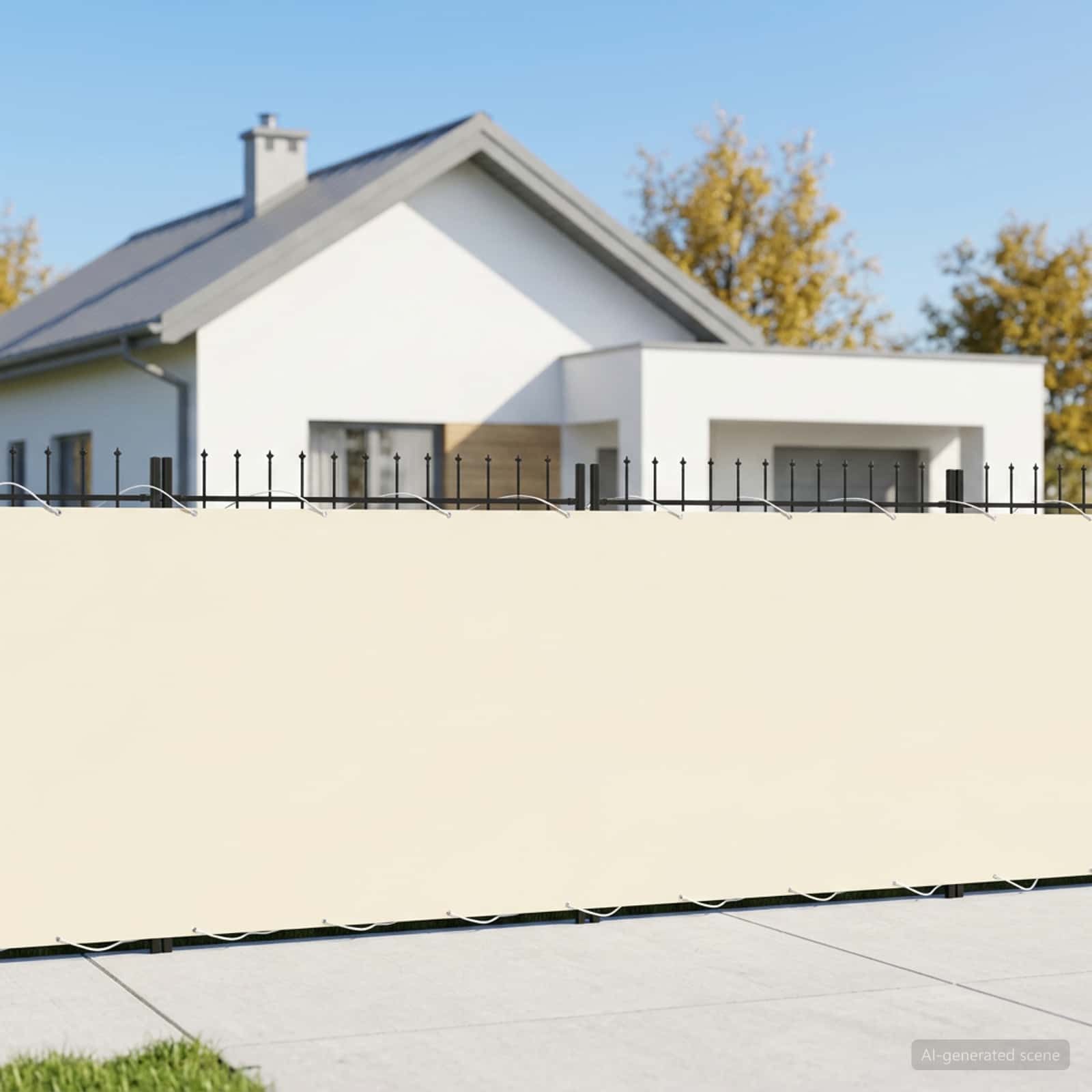vidaXL Balkonsichtschutz Balkon Sichtschutz 180 x 200 cm Stoff mit PU-Beschichtung Creme (1-St)