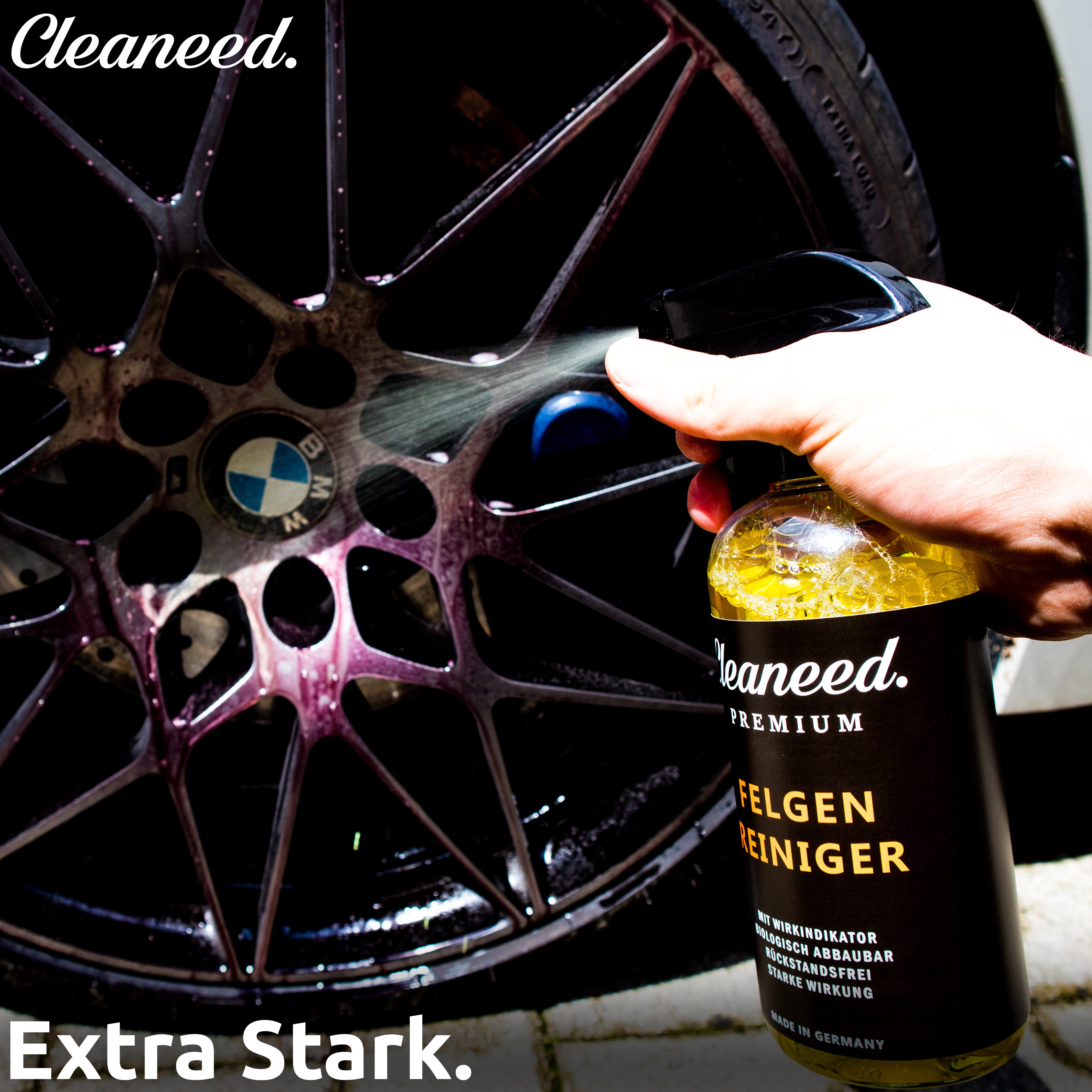 Cleaneed Premium Alufelgen Felgenreiniger Felgenreiniger (Made in Germany – Entfernt auch die stärksten Verschmutzungen - Mit Wirkindikator, Rückstandsfrei, Biologisch Abbaubar, Schonend)