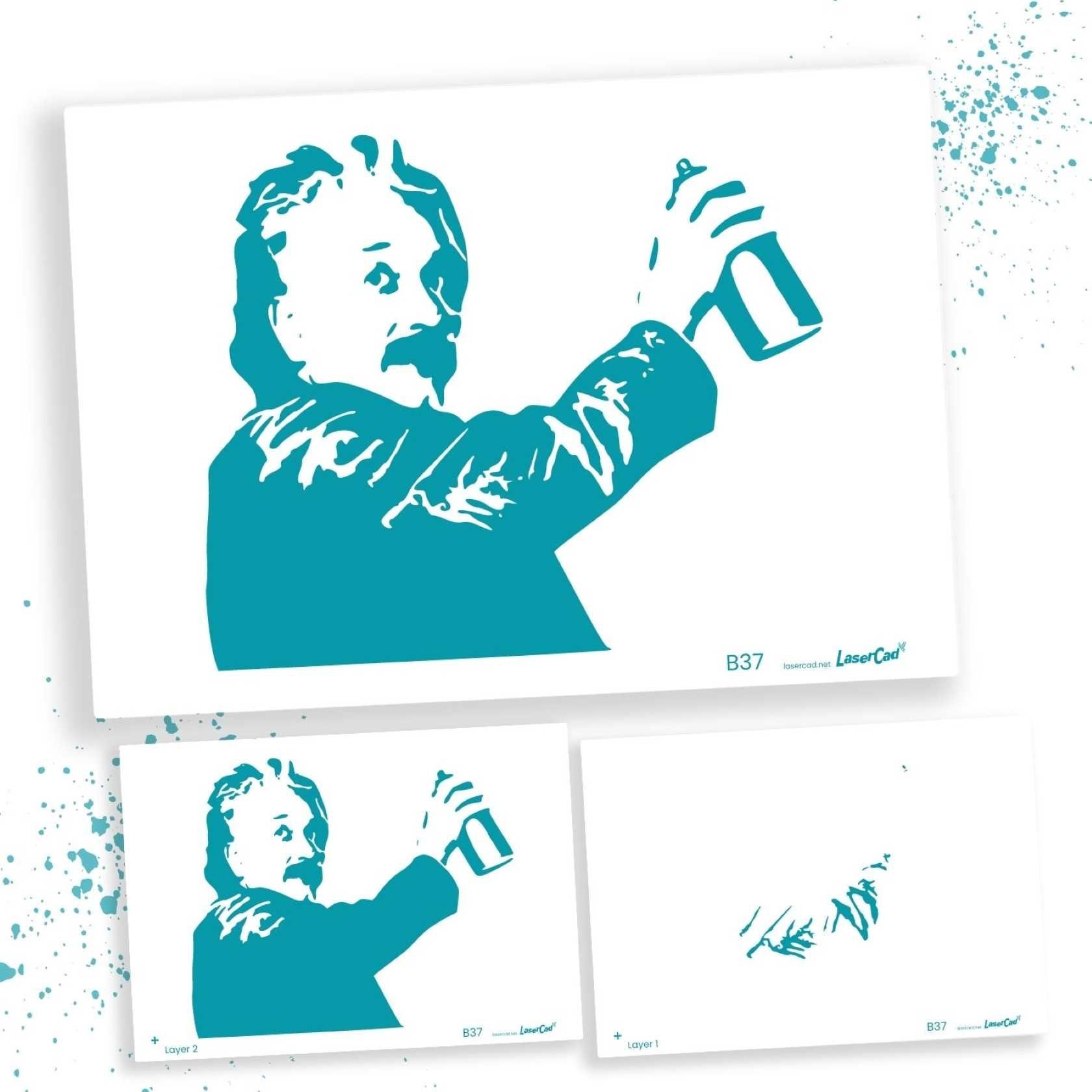 LaserCad Motivschablone BANKSY Streetart für Graffiti, Airbrush, Deko