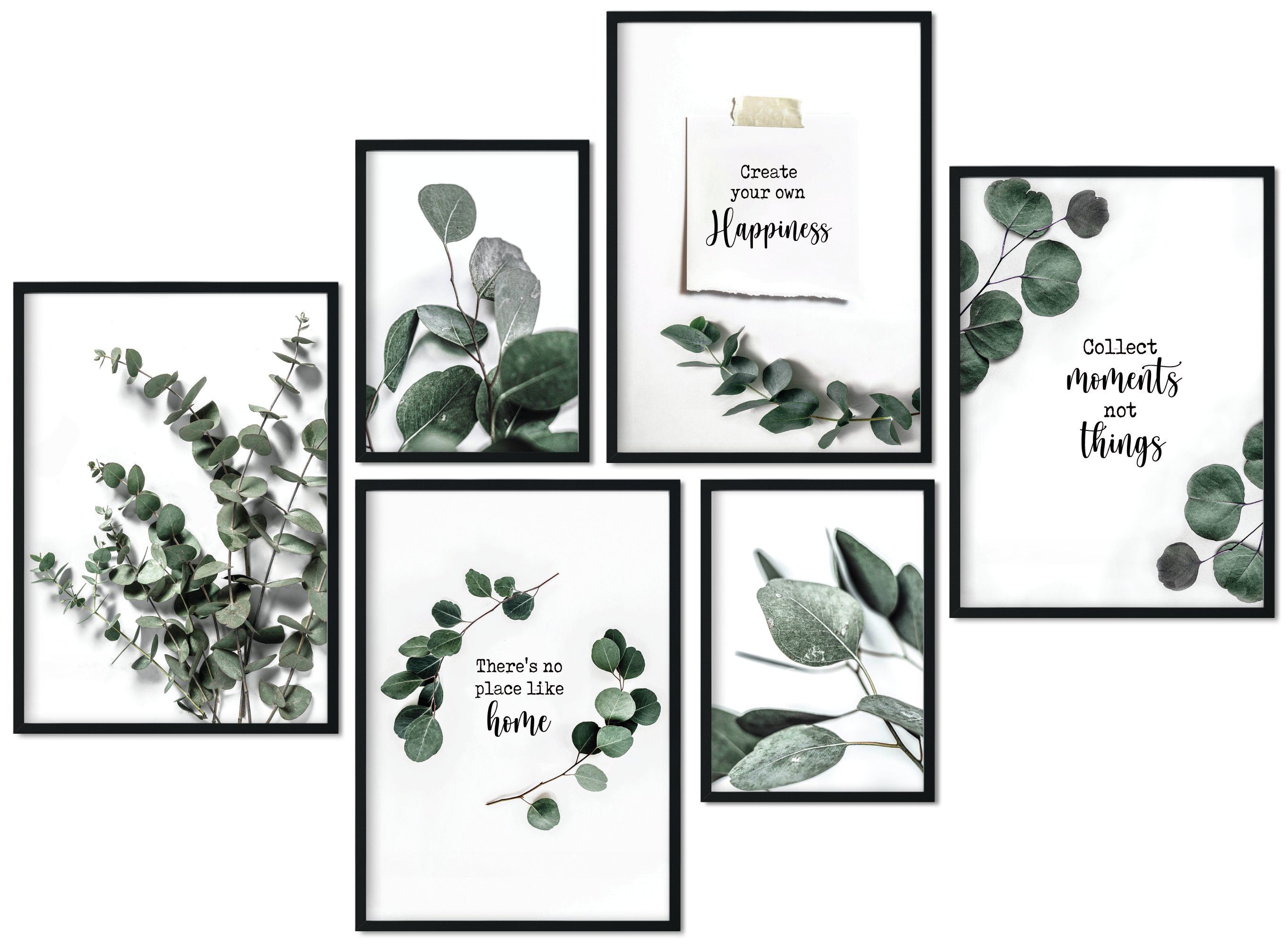 Wohnzimmer Monstera Pflanzen Eukalyptus CreativeRobin « als Deko, Monstera & » Bilder-Collage Poster-Set Pflanzen & Eukalyptus