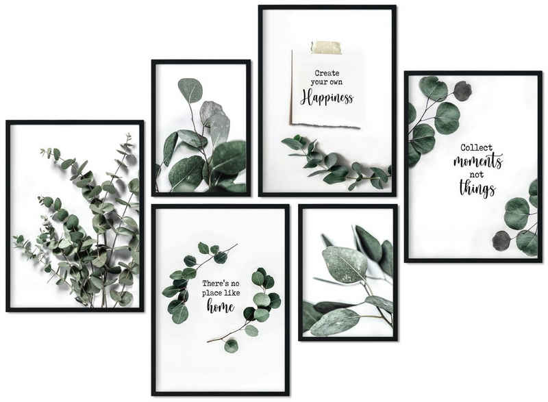 CreativeRobin Bilder-Collage » Eukalyptus & Monstera Pflanzen « Poster-Set als Wohnzimmer Deko, Eukalyptus & Monstera Pflanzen