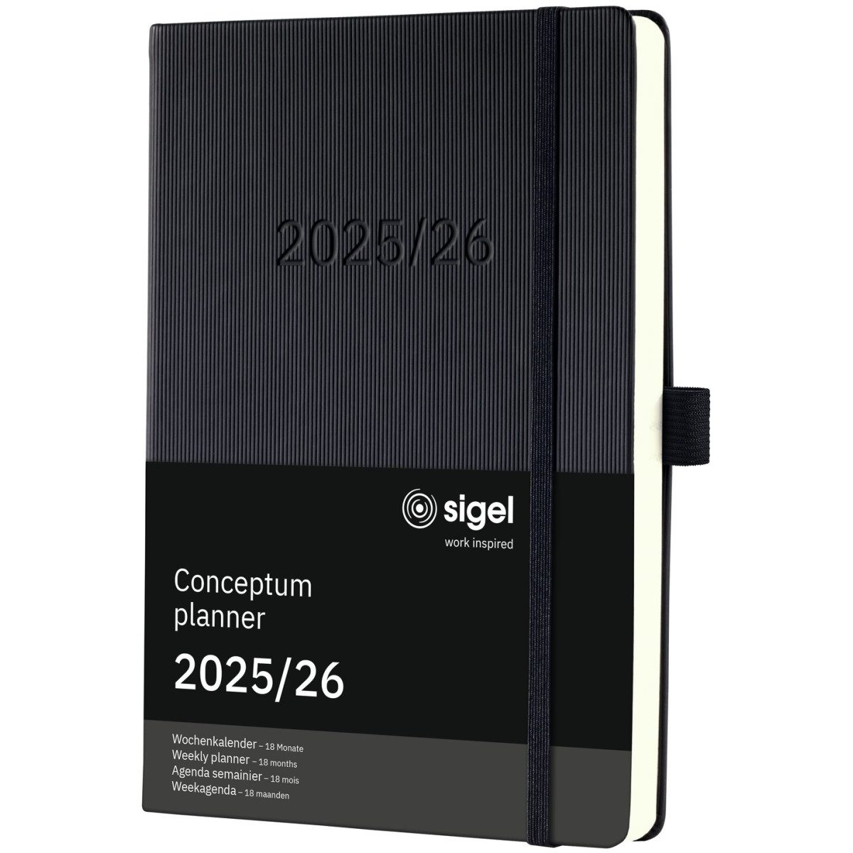 Sigel Taschenkalender Wochenkalender Conceptum ca. A5 18 Monate Hardcover schwarz 2025/2026