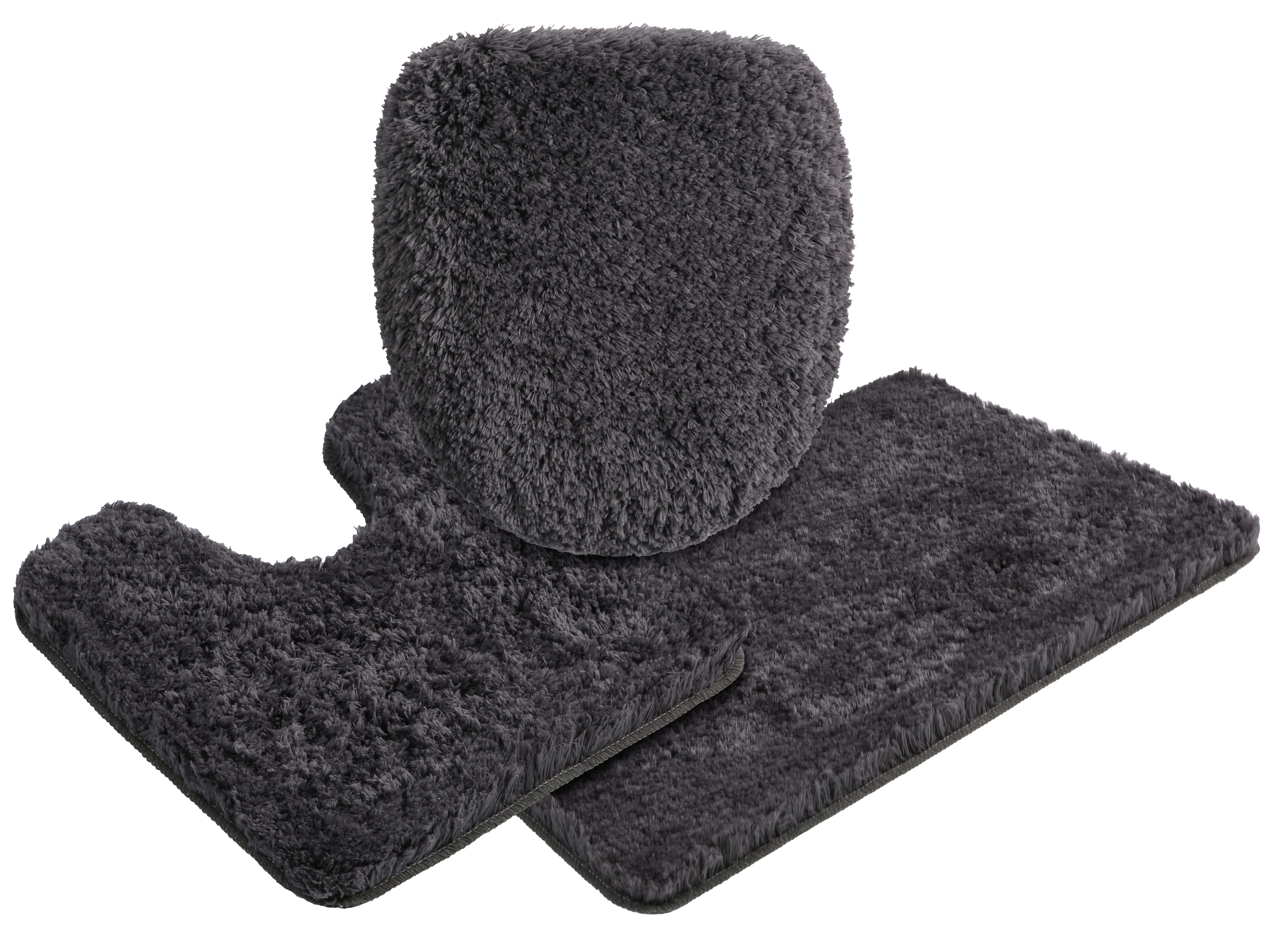 OTTO home Badematte Micro exclusiv, Badvorleger, Badezimmer Teppich, Höhe 55 mm, rutschhemmend beschichtet, fußbodenheizungsgeeignet, schnell trocknend, strapazierfähig, Polyester, rechteckig, 3-tlg. Stand-WC Set, Badteppich, Badematten auch als 3 teiliges Set & rund erhältlich