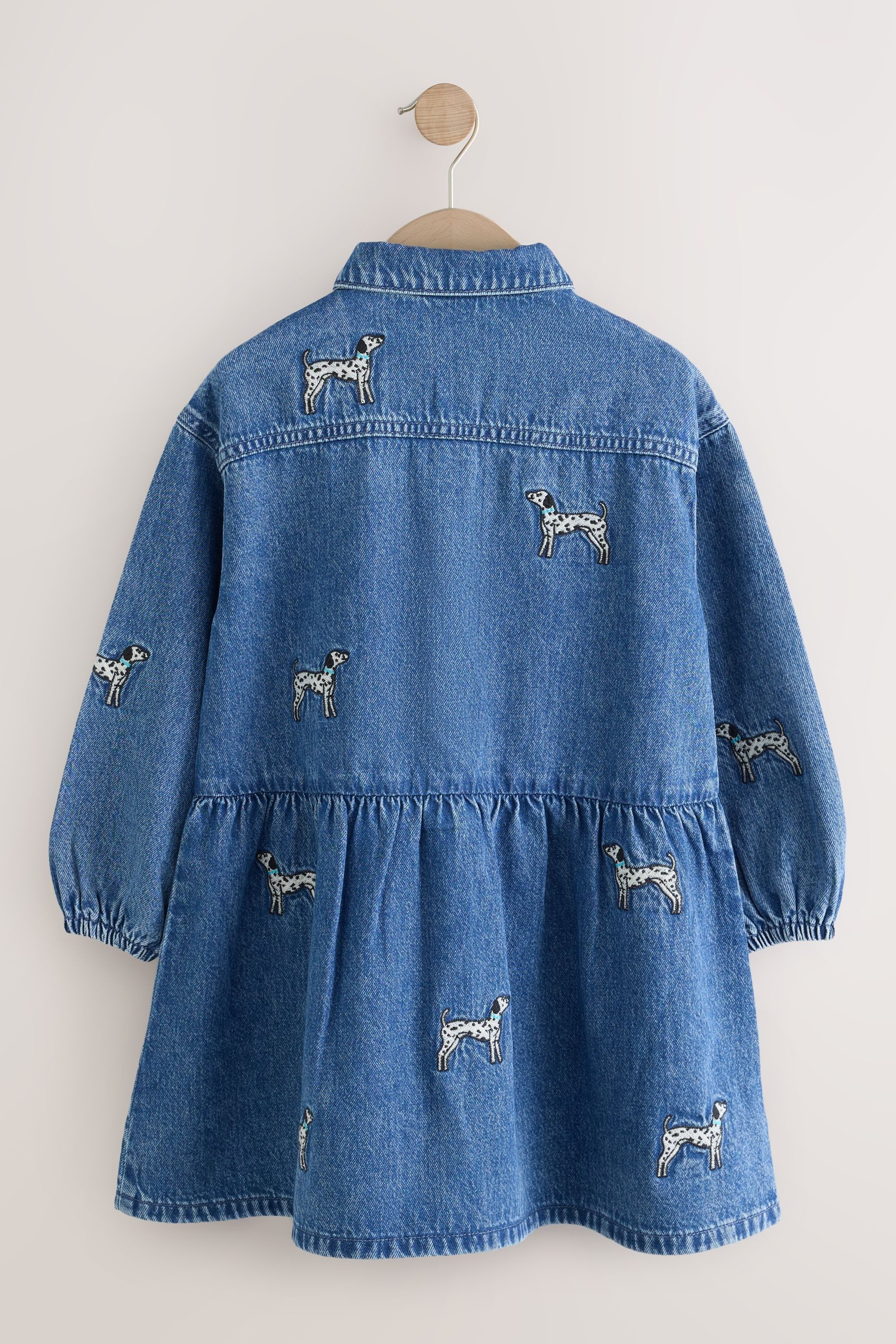 Next Jeanskleid Besticktes, gestuftes Jeanskleid, Hund (1-tlg)