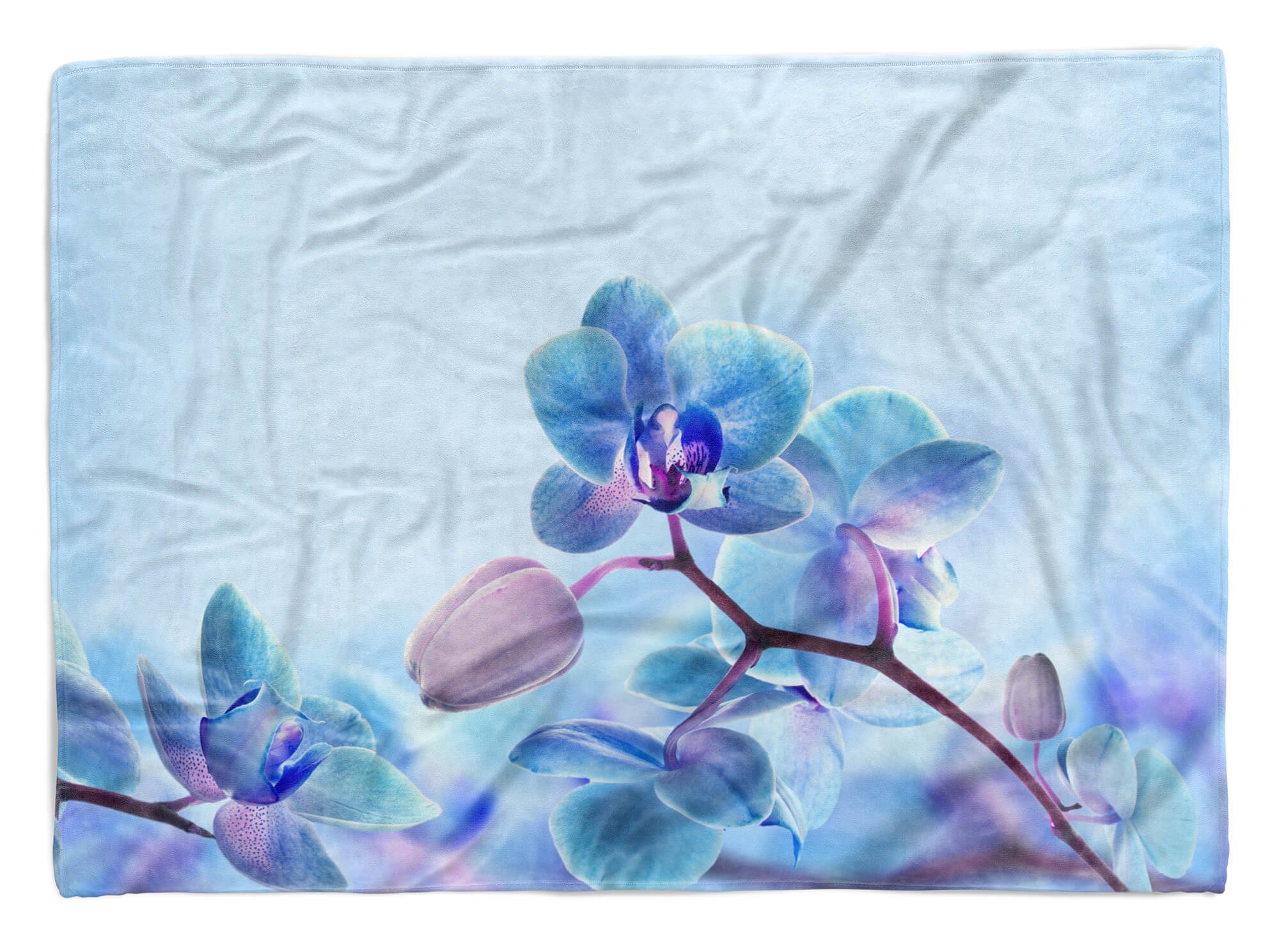 Sinus Art Handtücher Handtuch Saunatuch Orchidee Fotomotiv Blü, Strandhandtuch (1-St), mit Blume Kuscheldecke Baumwolle-Polyester-Mix Handtuch