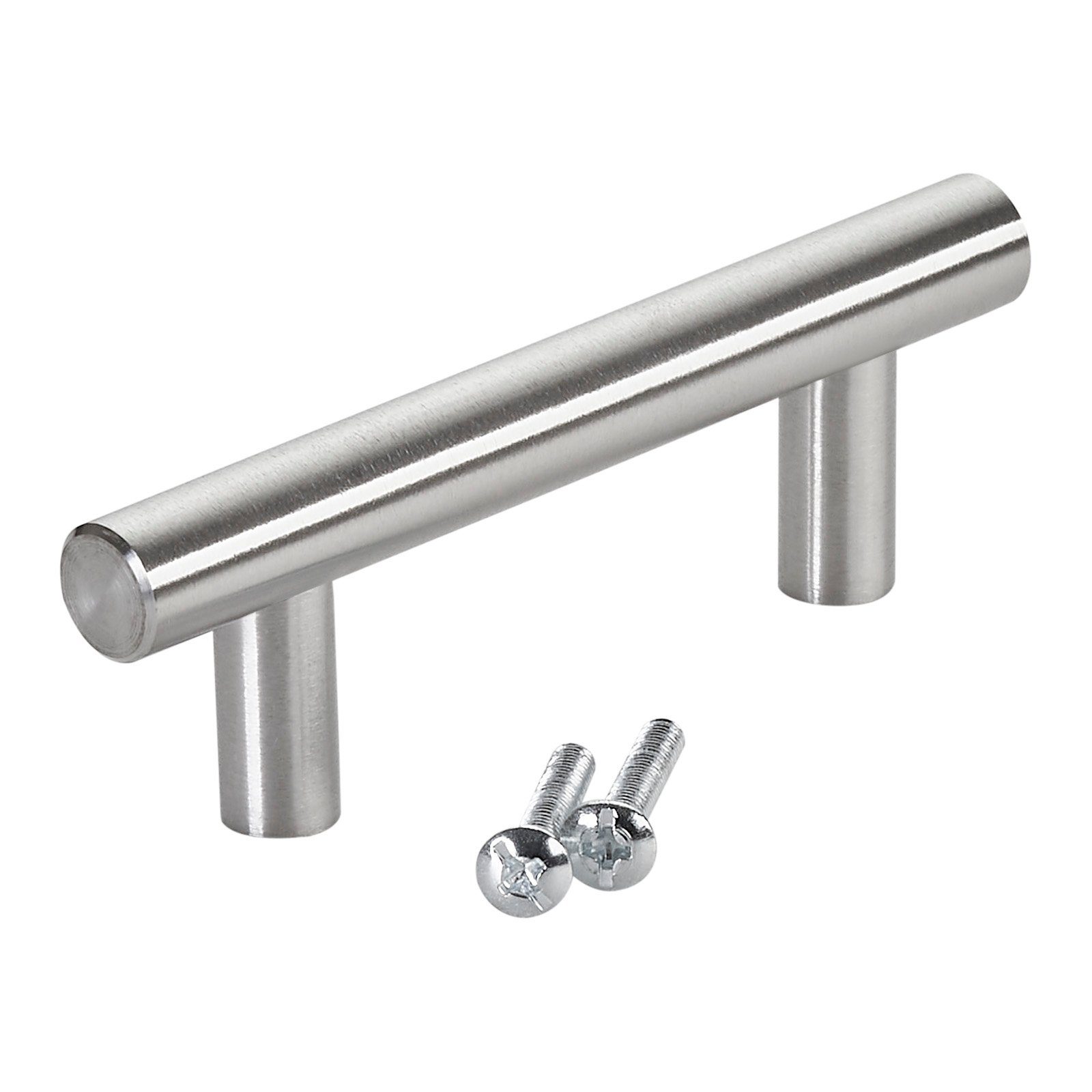 SO-TECH® Möbelgriff Stangengriff G17 echt Edelstahlrohr Ø 12 mm inkl. Schrauben (20-St), Edelstahl gebürstet, Bohrlochabstand 64 mm, Schubladengriff