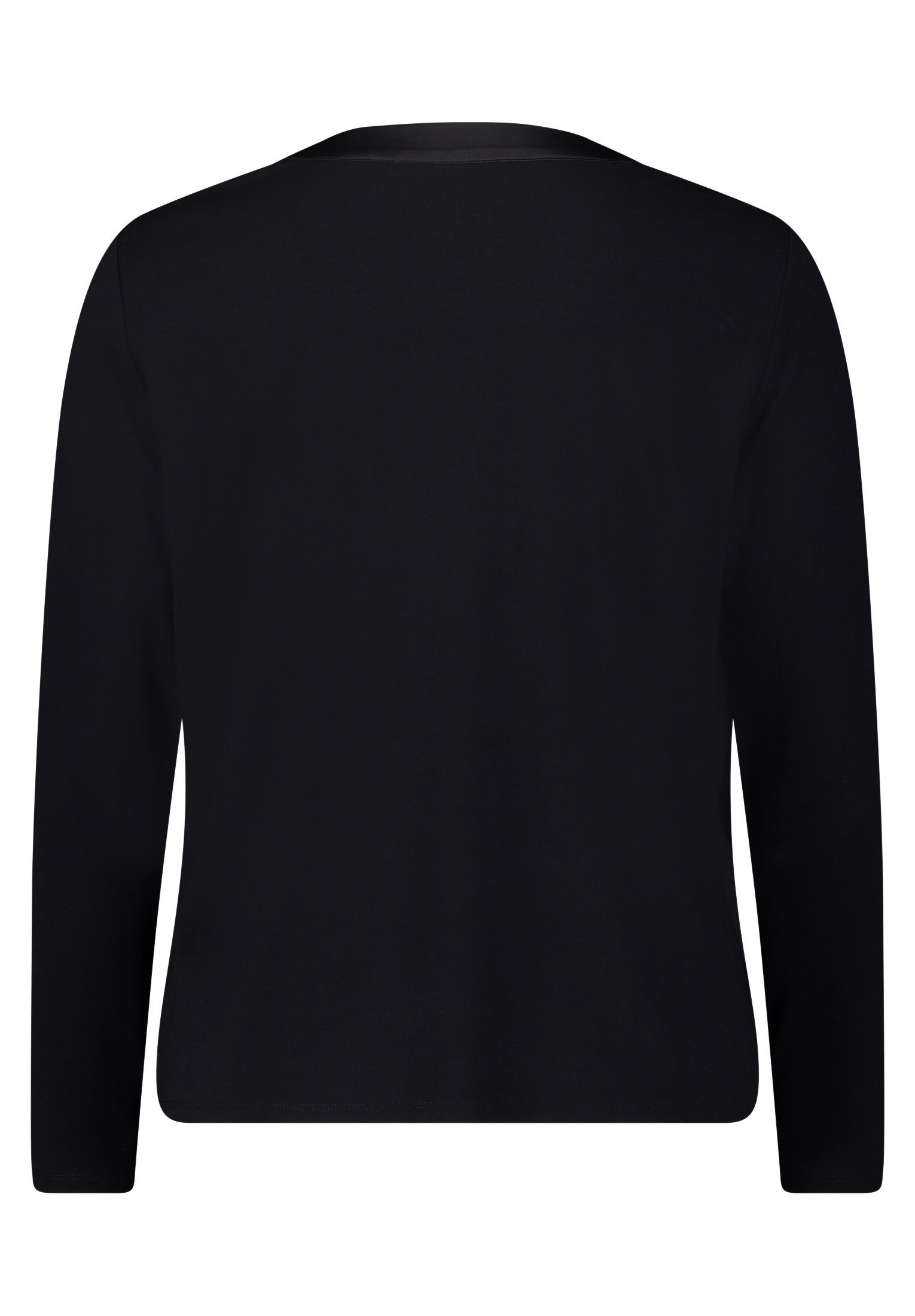 Materialmix Betty&Co gerader T-Shirt Schnitt (1-tlg) Schwarz