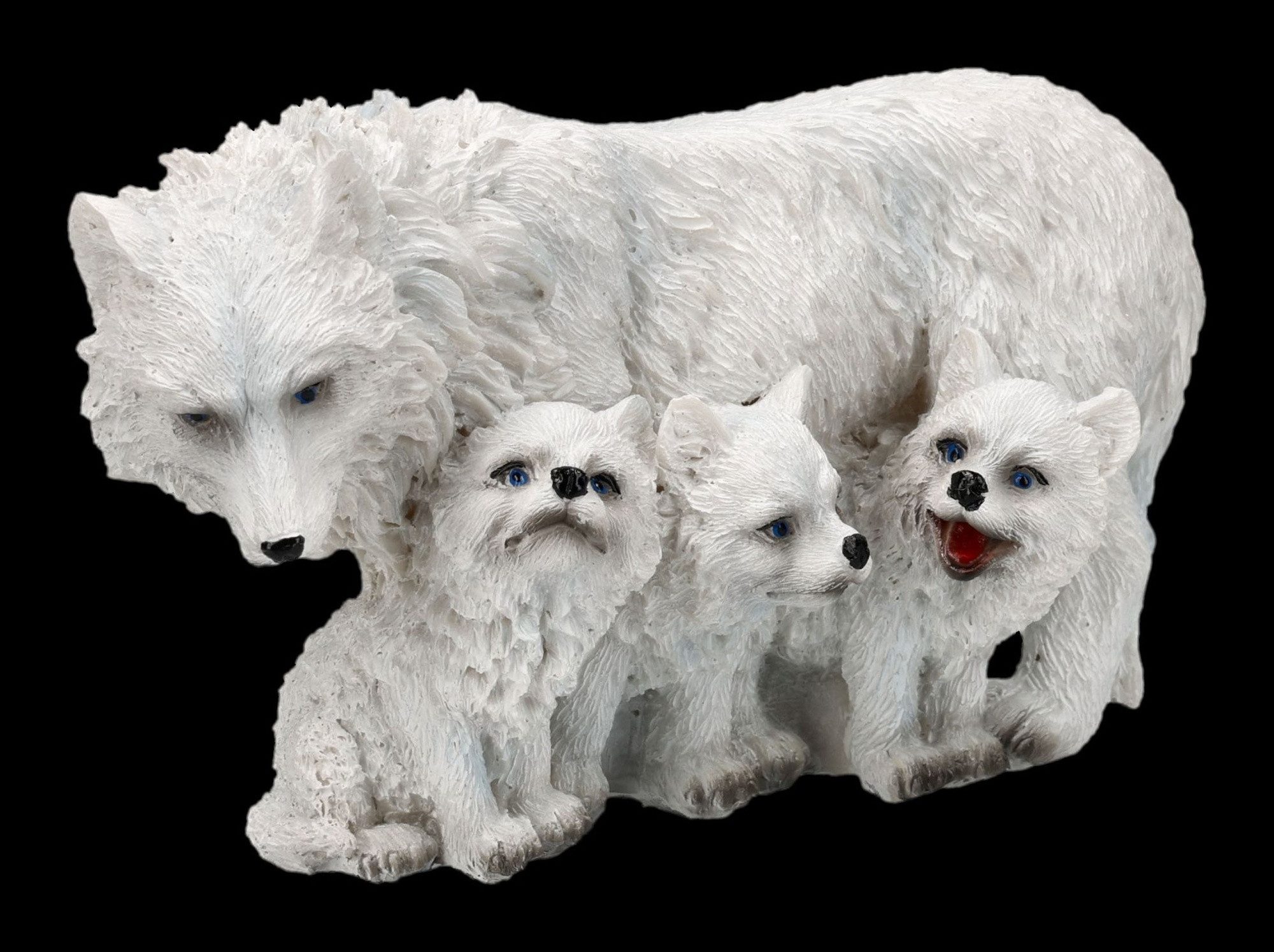 Figuren Shop GmbH Tierfigur Wolfsfigur – Weiße Wolfsmutter mit drei Welpen günstig online kaufen