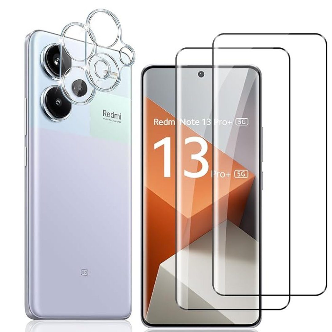 SmartUP Displayschutzglas 2X Schutzglas für Xiaomi Redmi Note 13 Pro+ 5G Panzerfolie Kamera Full, Panzerfolie