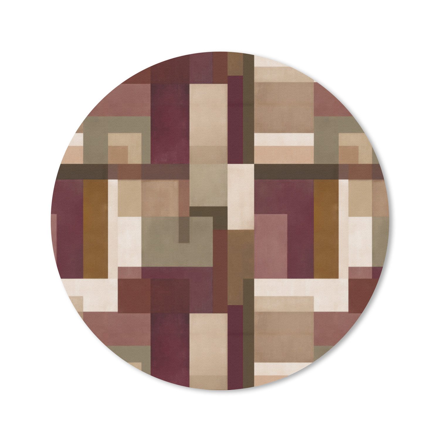 MuchoWow Mauspad Modern - Geometrisch - Farbenfroh (1-St), Büro für Tastatur und Maus, Mousepad Gaming, Rund 20x20 cm