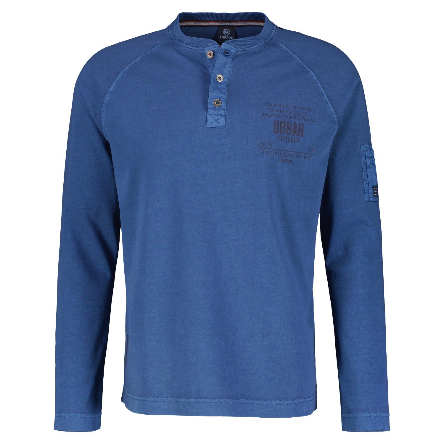 LERROS Henleyshirt mit Serafinokragen deep blue