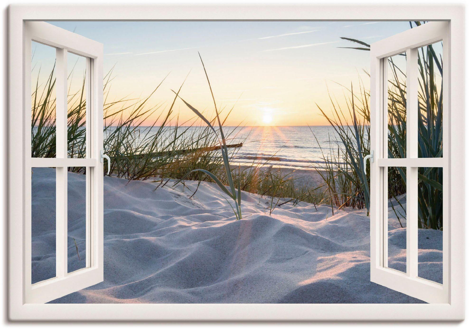 Artland Wandbild Ostseestrand durchs Fenster, Meer Bilder (1 St), als Alubild, Leinwandbild, Poster, Wandaufkleber in verschied. Größen