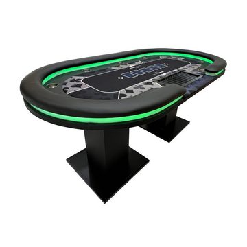 HOME DELUXE Spieltisch LED Pokertisch FLUSH 213 x 106 x 78 cm, (1-tlg), mit LED Beleuchtung I Spielertisch Poker Tisch Casino