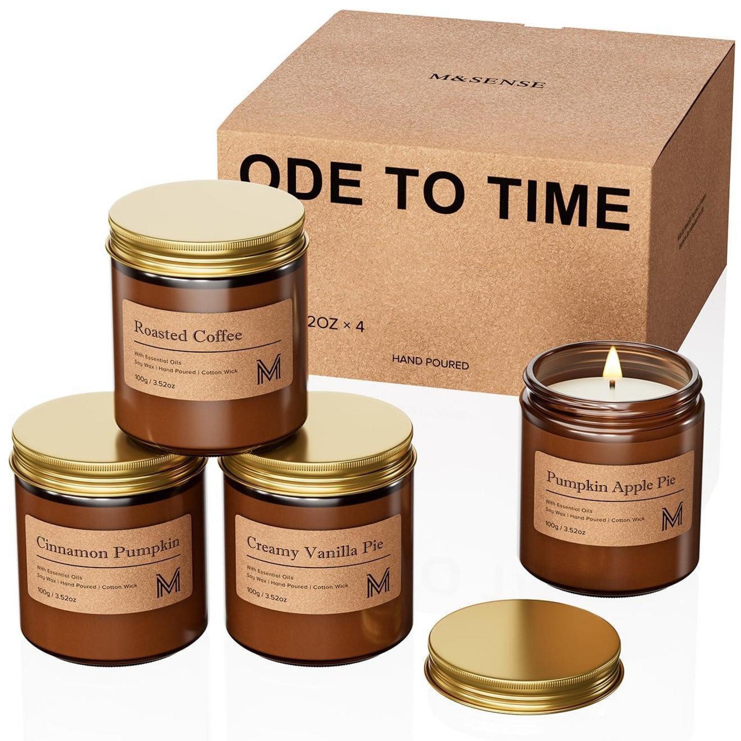 LuxusKollektion Duftkerze Duftkerzen Set Sojawachs 4x100g Herbst Aromen