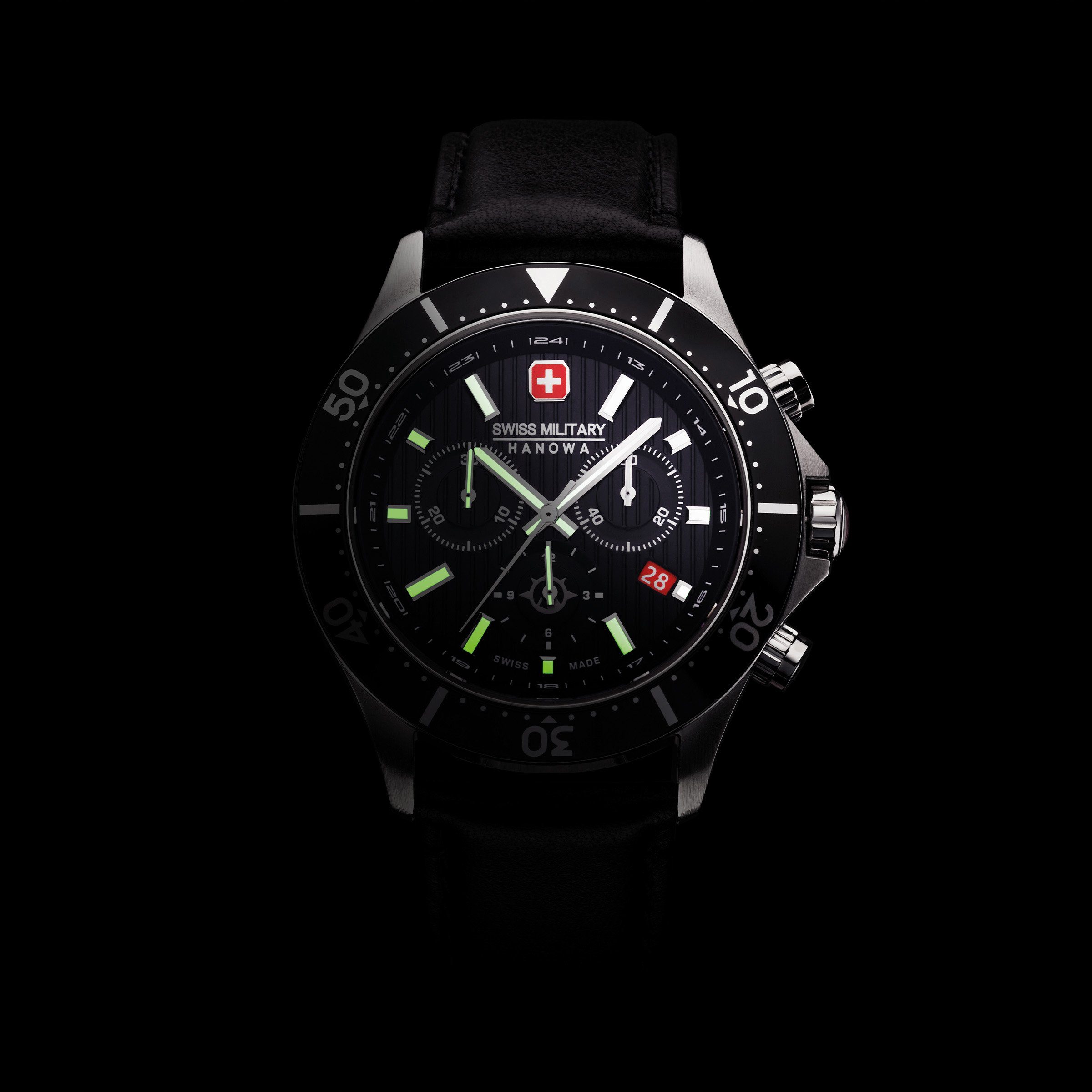 Hanowa FLAGSHIP X SMWGC2100705 CHRONO, Military Chronograph Swiss Schwarz