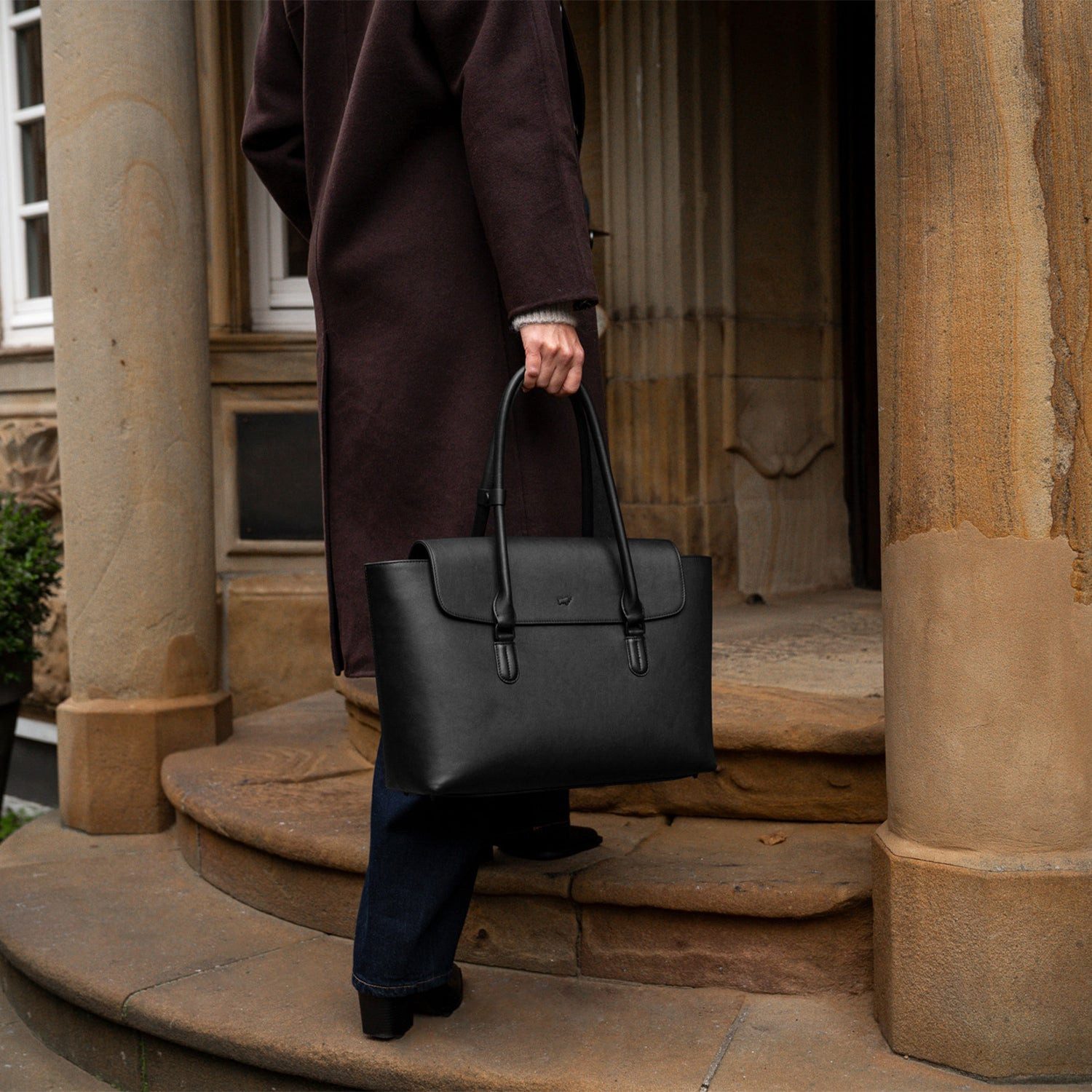 Braun Büffel Handtasche KAROLINE SIGNATURE Tote Large schwarz