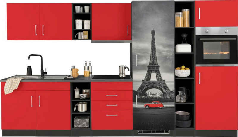 HELD MÖBEL Küchenzeile »Paris«, mit E-Geräten, Breite 340 cm, mit großer Kühl-Gefrierkombination