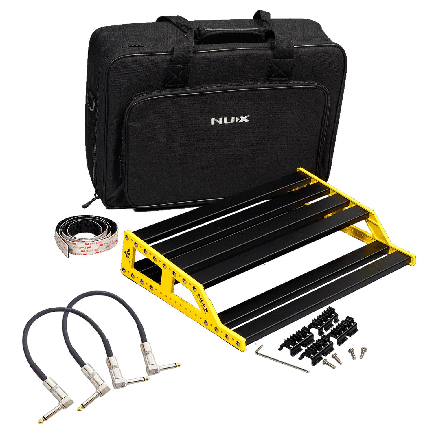 E-Gitarre Nux NPB-L Bumblebee Pedalboard Größe L mit 2x Patchkabel