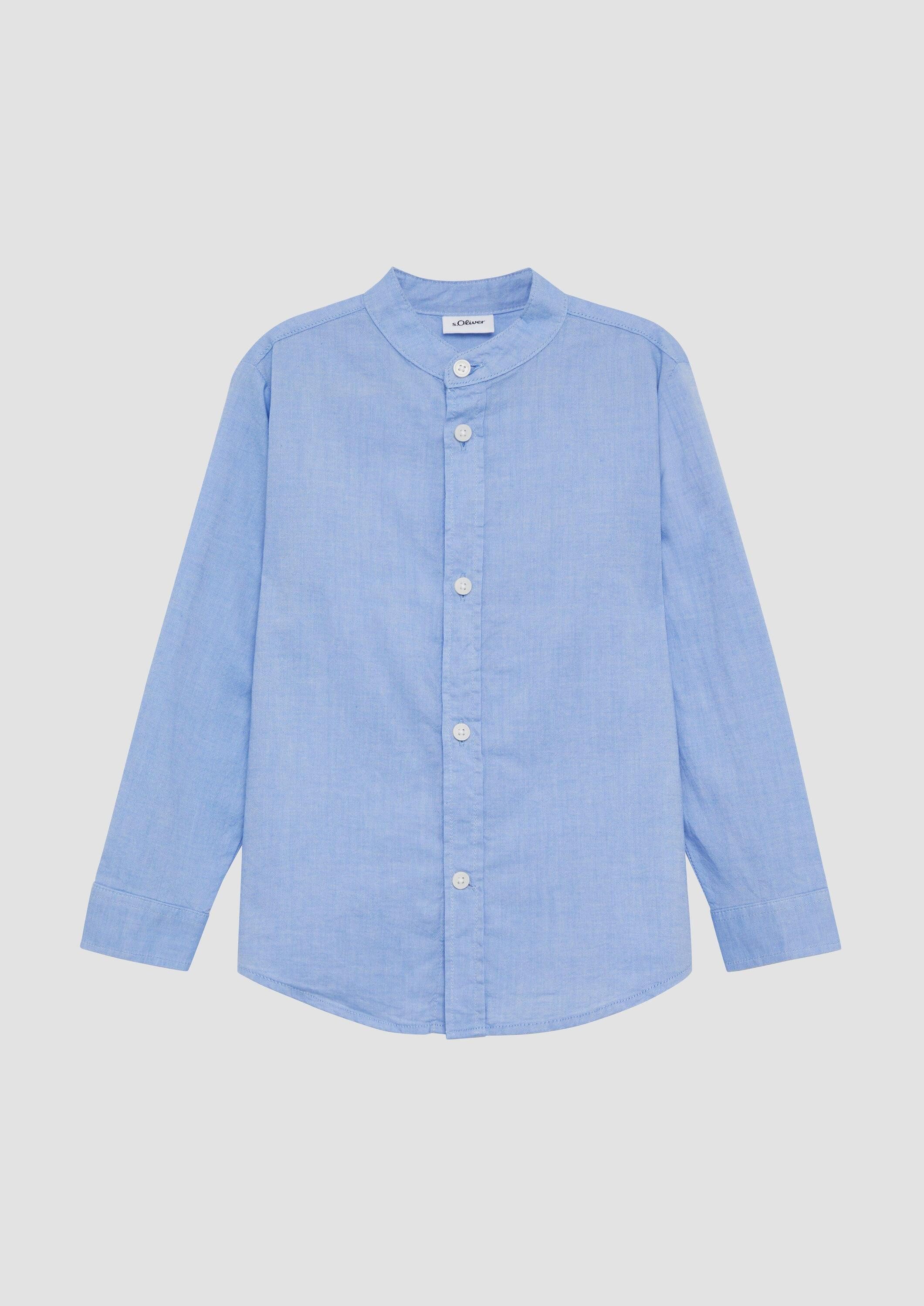 s.Oliver Langarmhemd Hemd Slim Fit: Baumwoll-Hemd mit Stehkragen