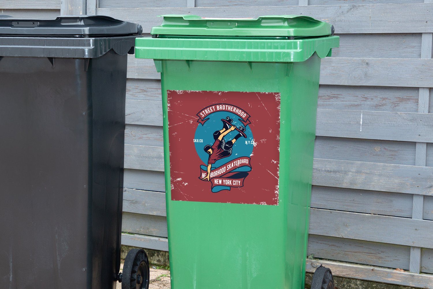 Briefe Vintage (1 Mülleimer-aufkleber, Wandsticker St), Skateboard - - Container, Mann Abfalbehälter MuchoWow Mülltonne, - Sticker,