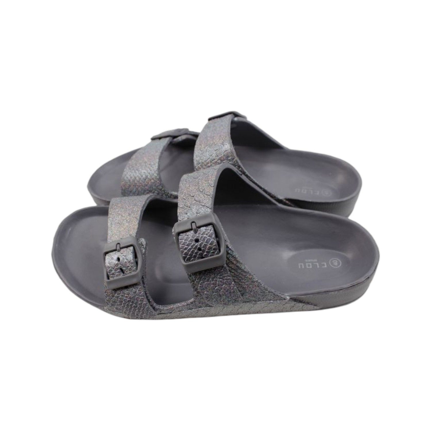 Damen Hausschuhe mit Schnallen » Badelatschen » Glitzer Badeschuhe Hausschuh