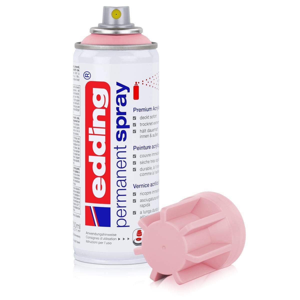 Thumbnail - edding Sprühfarbe edding Permanent Spray pastellrosa 200 ml Premium Acryllack (2er Pack)