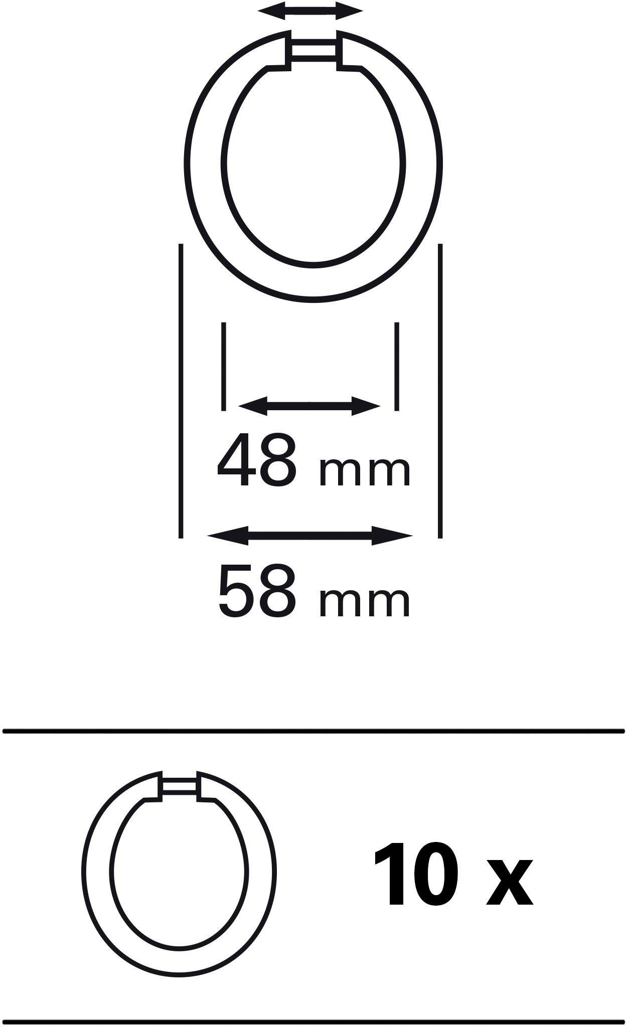 (10-St), Kunststoff, 48 Serie Gardinenring offen Ø mm Gardinenringe Spannstange GARDINIA, Gardinen,