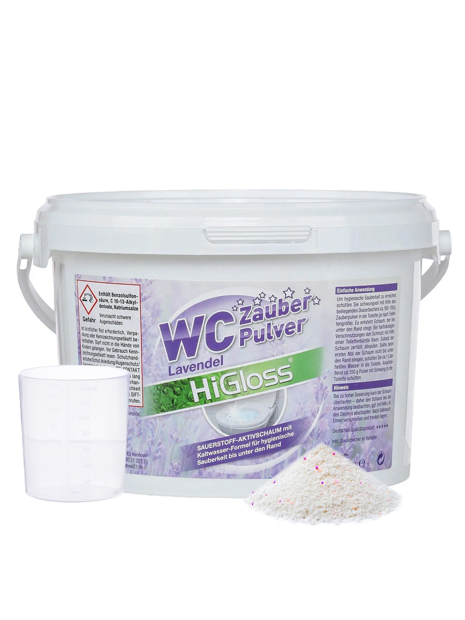 HiGloss WC Zauberpulver für eine saubere Toilette WC-Reiniger (1-St. 2,5kg Schmutzfinder-Technologie, WC Schaum extra stark geg. Urinstein & Kalk)