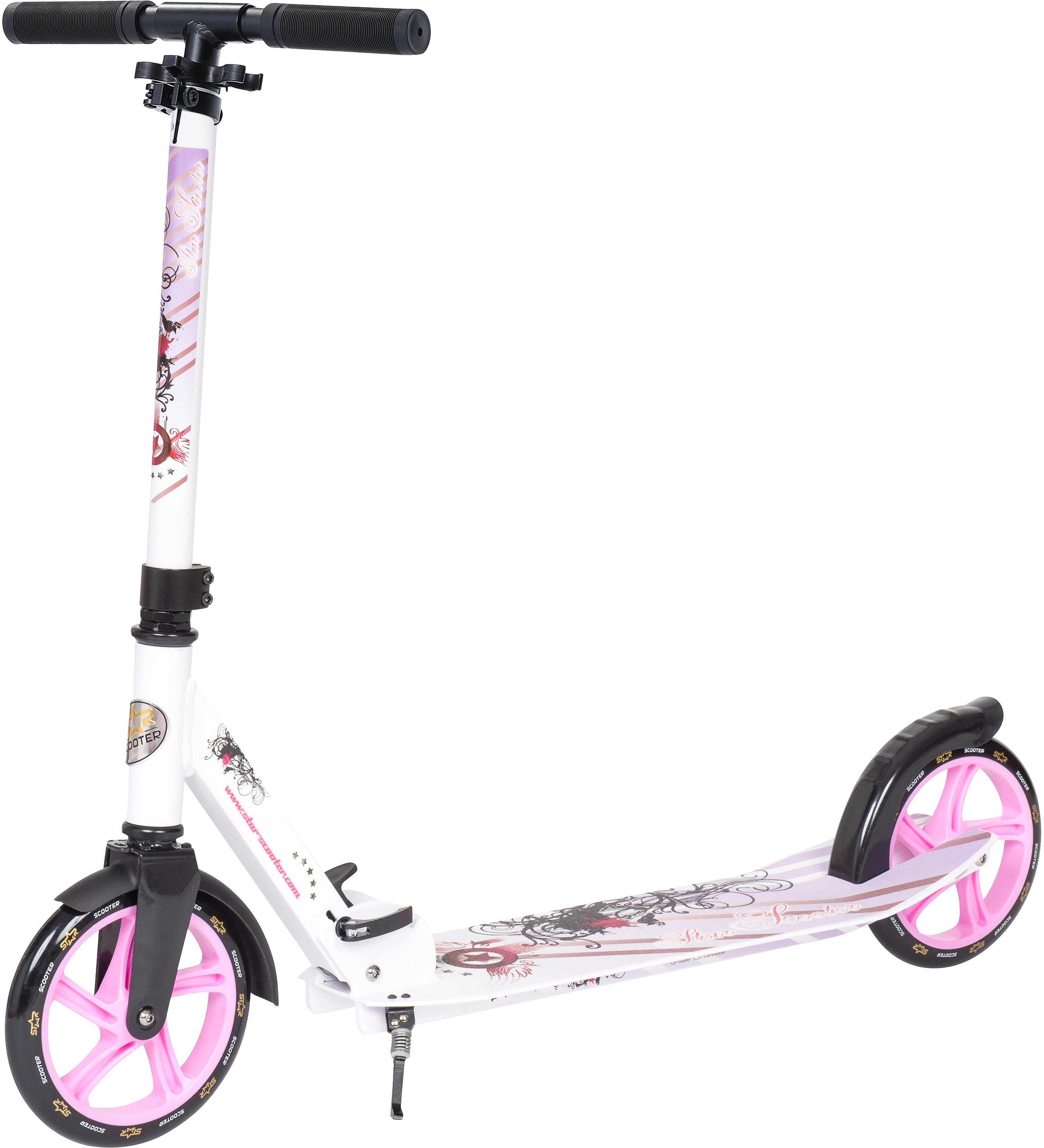 Star-Scooter Cityroller 205 mm, ab 8 Jahre, XXL Trittbrett, ab 144 cm, Jungen, Mädchen, Klappbar, Höhenverstellbar, Seitenständer, Aluminium