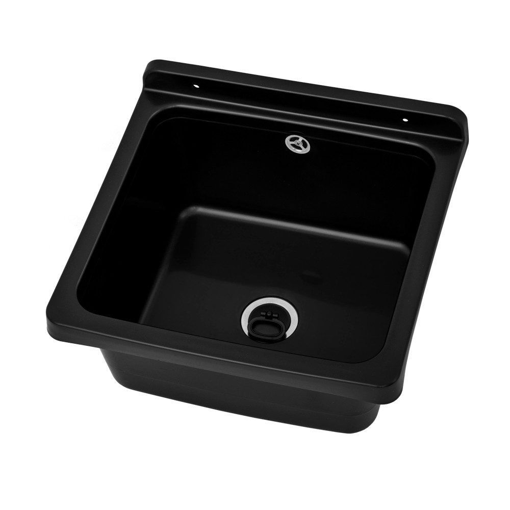 Lavre Waschbecken RIVA, Kunststoff Spülbecken Ausgussbecken schwarz mit Sip günstig online kaufen