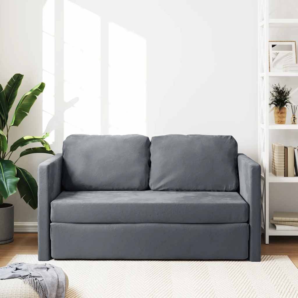 vidaXL Sofa Bodensofa mit Schlaffunktion Dunkelgrau 122x204x55 cm Samt, 1 T günstig online kaufen