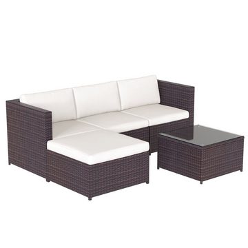 OKWISH Gartenlounge-Set Garten Lounge Set Sitzgruppe Gartenmöbel Ecksofa + Couchtisch Outdoor, (Lounge-Tisch mit Glasplatte), Ecksofa, Couchgarnitur mit Sitz- und Rückenkissen