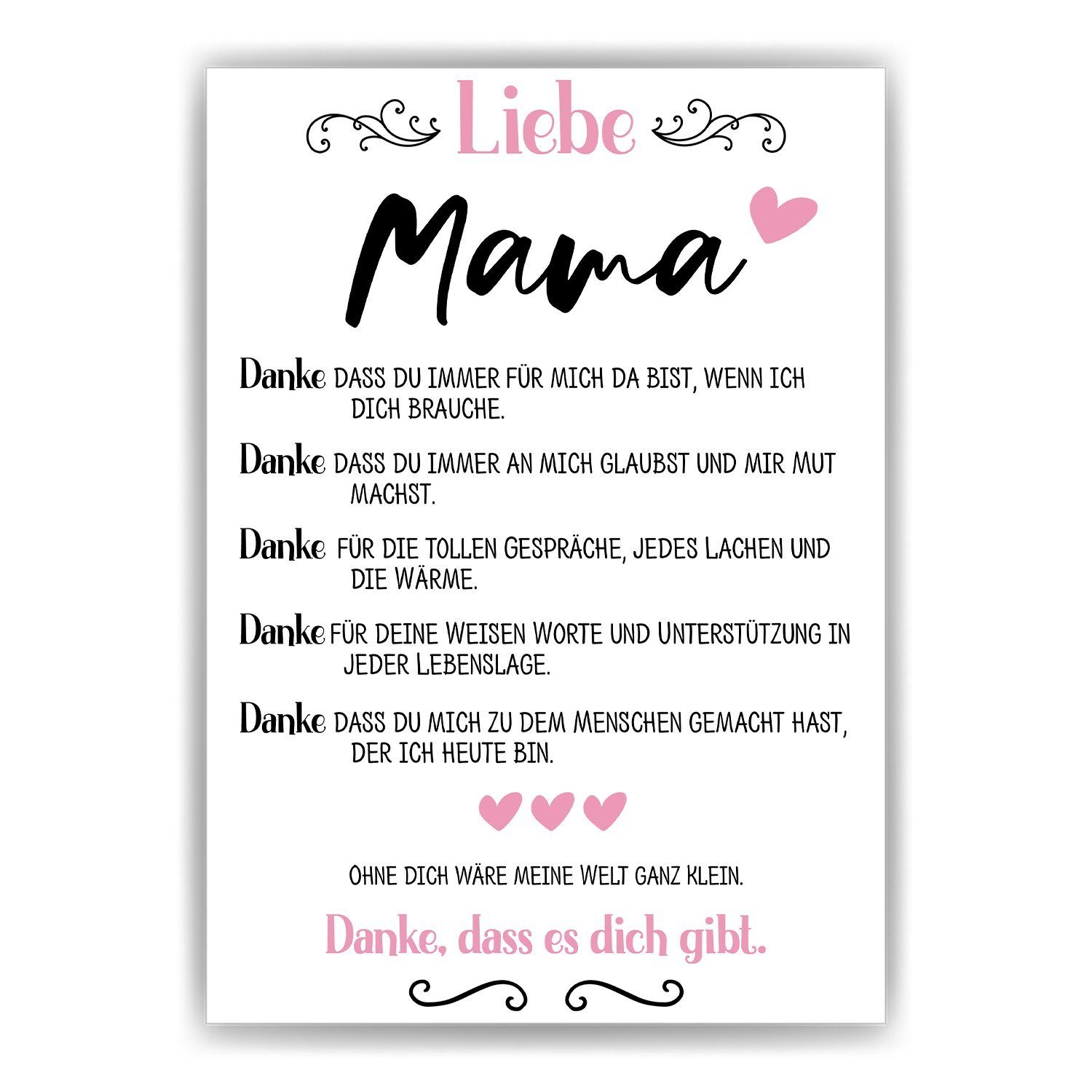 Tigerlino Poster Mama Geschenk Muttertag Geburtstag Mama Spruch Bild Mutter Kunstdruck, DIN A4