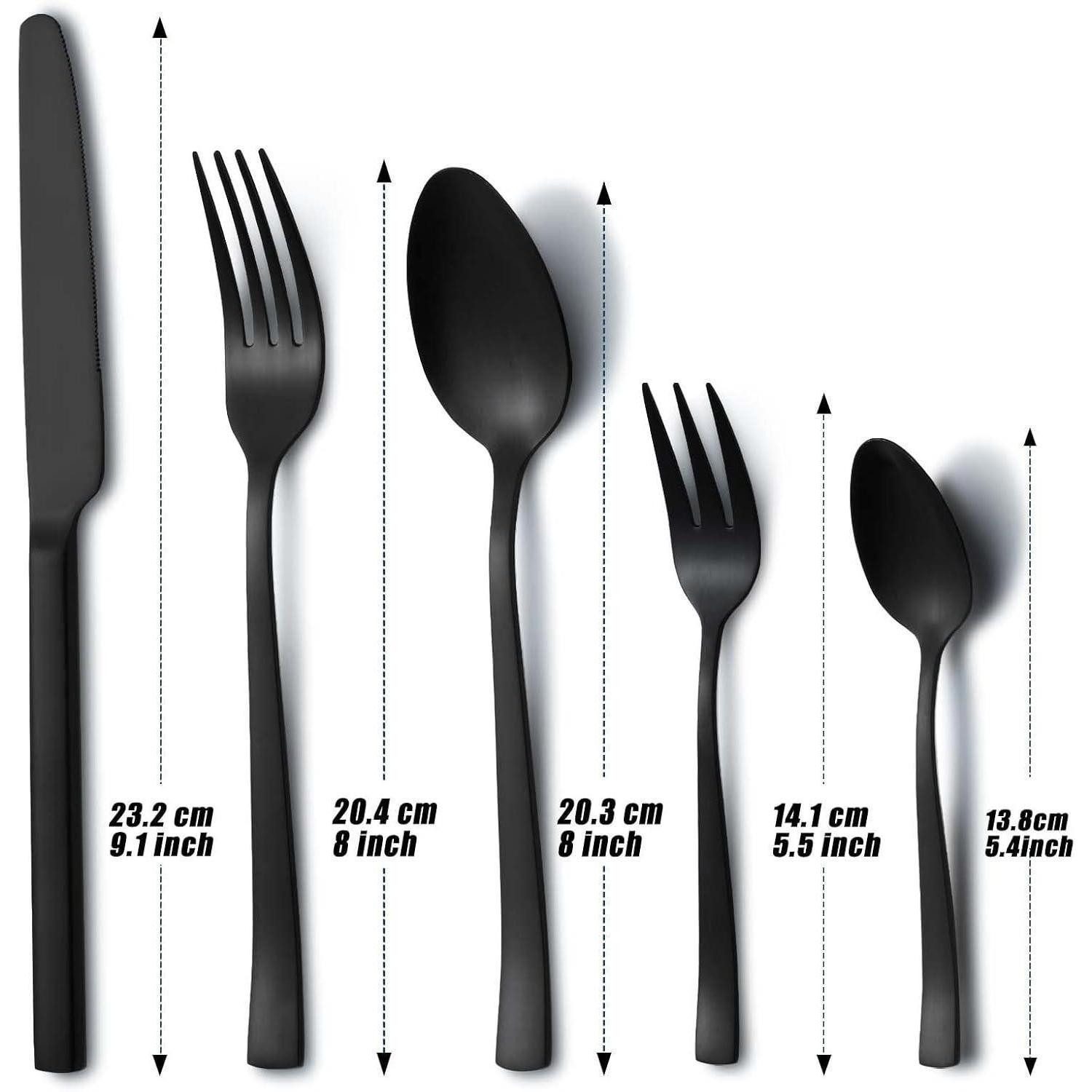 LuxusKollektion Besteck-Set Besteck 12 Edelstahl Gabel Löffel Messer 60 Teilig Schwarz 60 teilig – Bild 2 von 5