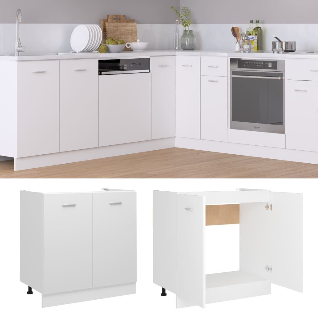 vidaXL Unterschrank NA Spülenunterschrank Weiß 80x46x81,5 cm Spanplatte
