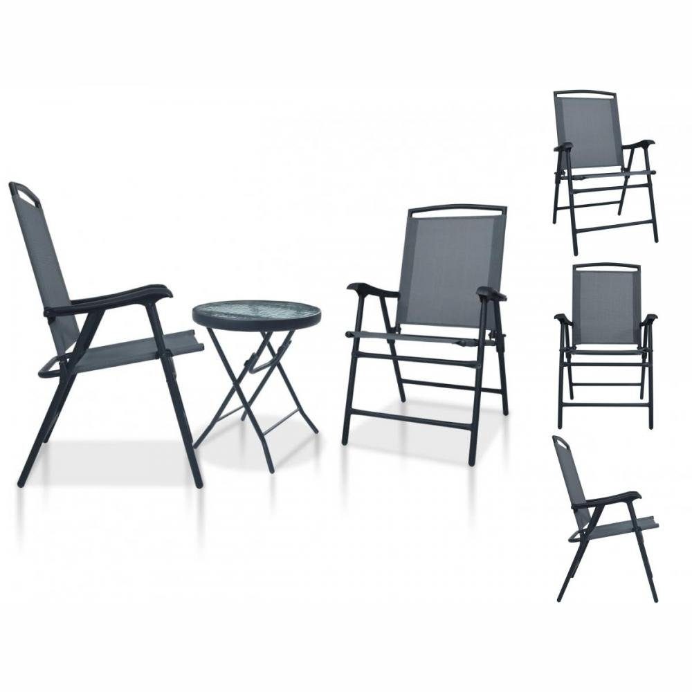 vidaXL Garten-Essgruppe 3-tlg Bistro-Set Grau Stahl Sitzgruppe Set