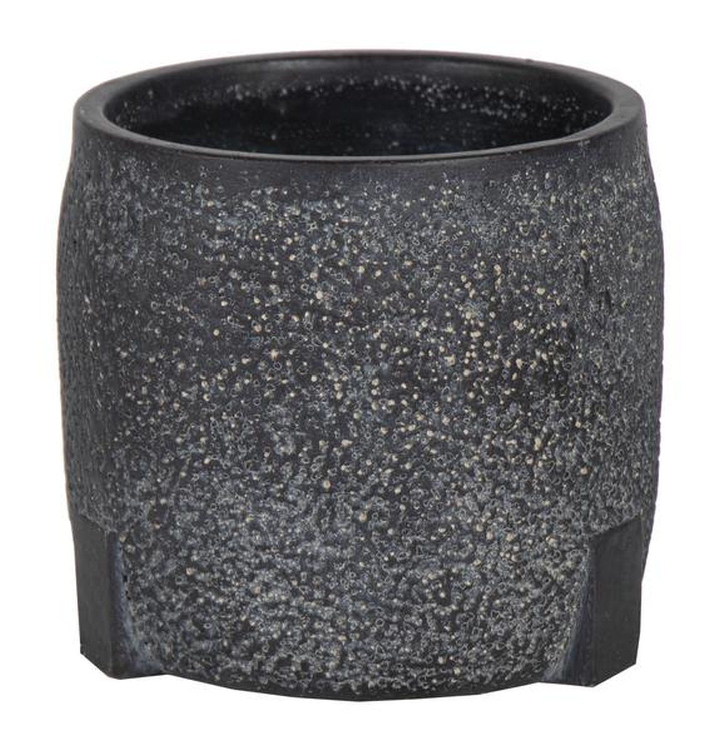 INNA-Glas Blumentopf EVROS mit Muster, schwarz, 15cm, Ø17cm