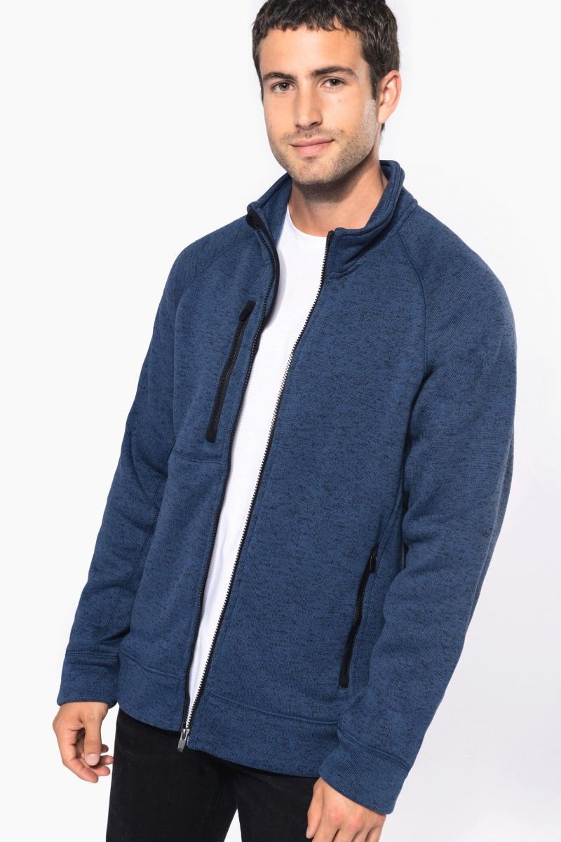 Kariban Outdoorjacke Herren-Weste mit Reißverschluss, aus Chiné
